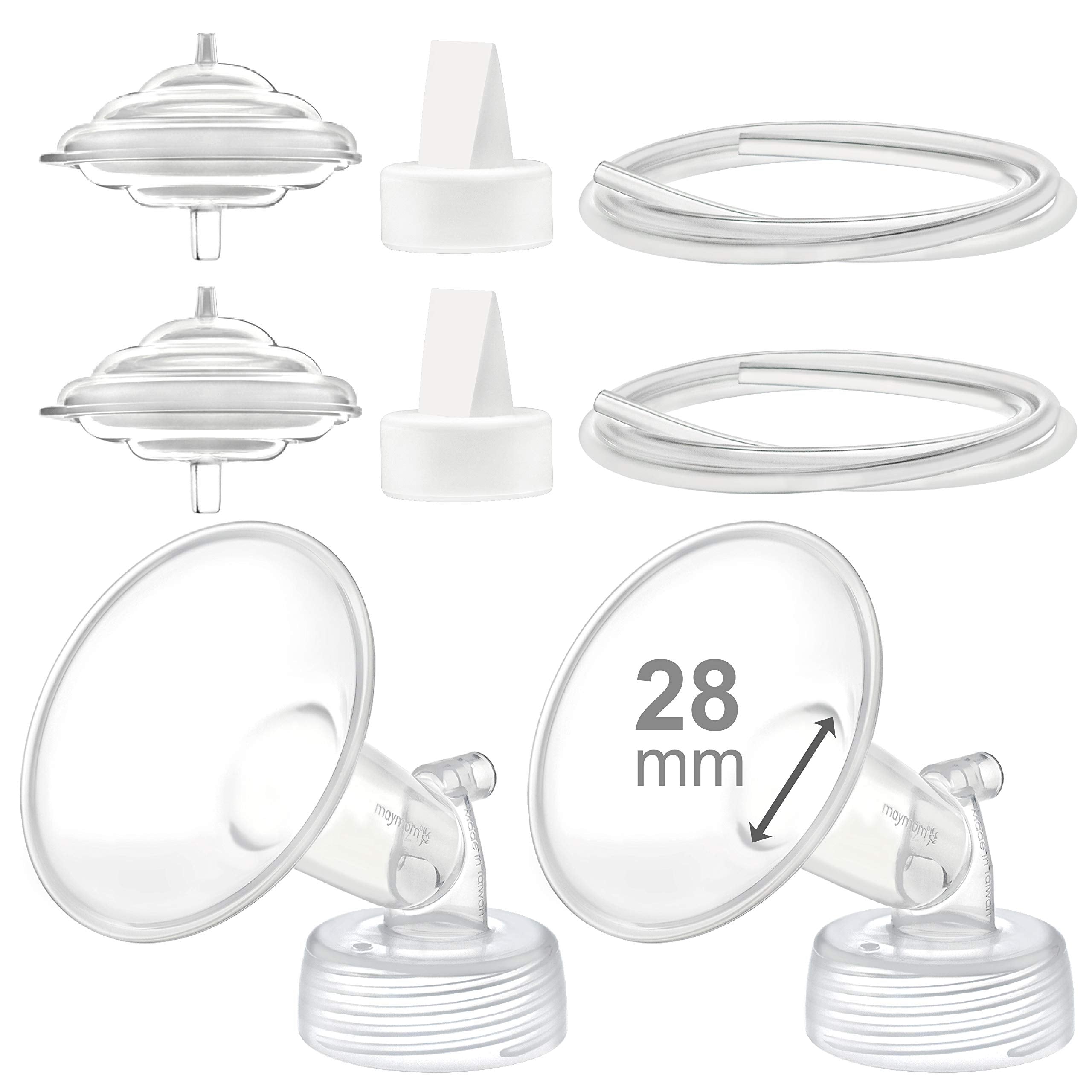 Maymom Pump Parts Compatible with Spectra S2 Spectra S1 Spectra 9 Plus Breastpump, Flange (28 mm) Valve Tubing Backflow Protector