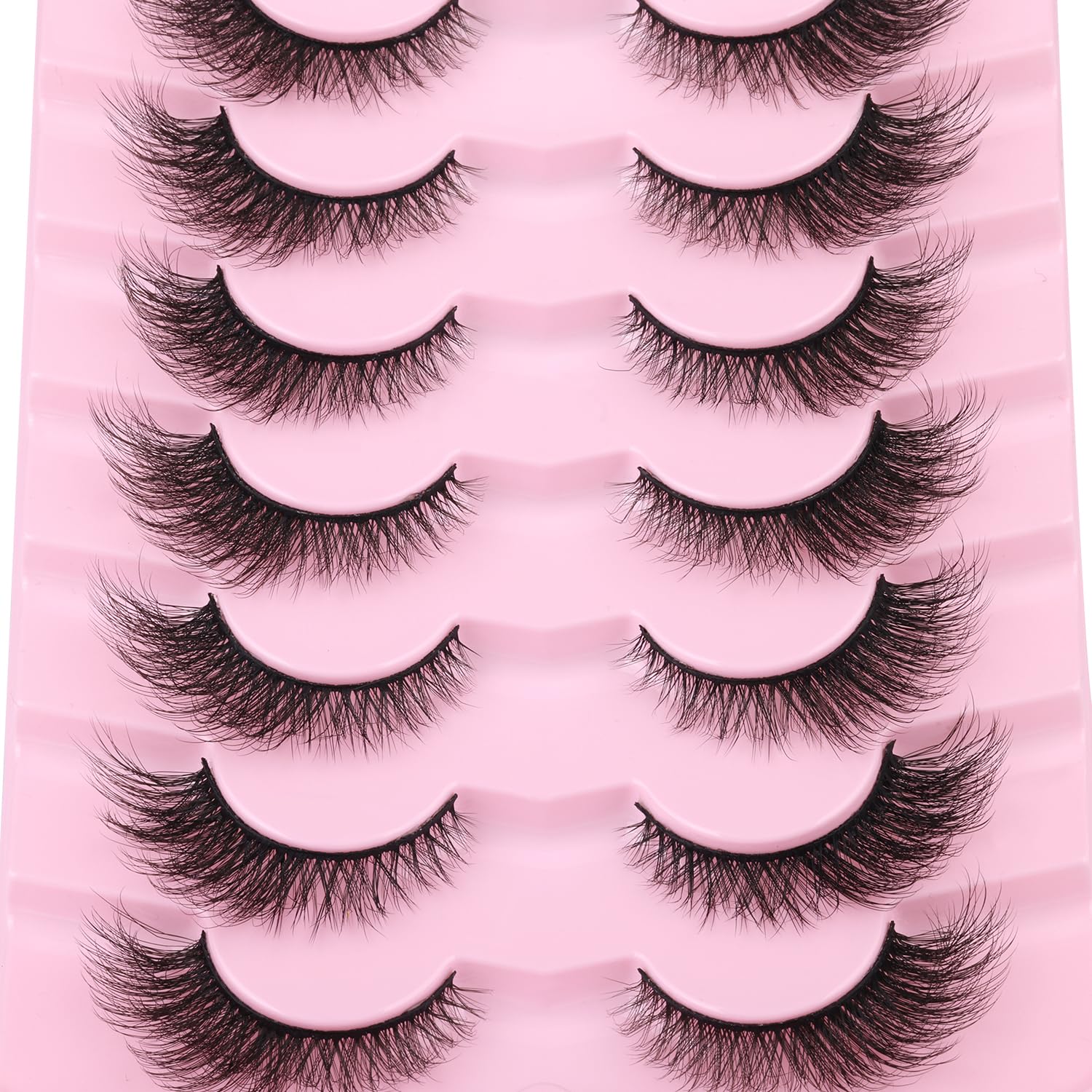 False Lashes Natural Look Faux Mink Eyelashes Wispy Fox Eye Lashes That Look Like Extensions 3D Mink Lashes Natural Strip Lashes Pack 7 Pairs