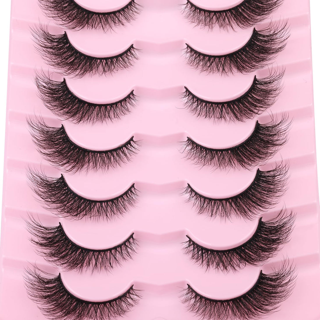 False Lashes Natural Look Faux Mink Eyelashes Wispy Fox Eye Lashes That Look Like Extensions 3D Mink Lashes Natural Strip Lashes Pack 7 Pairs