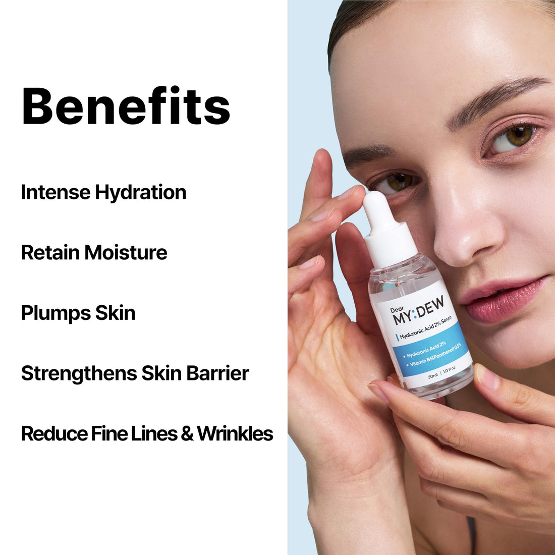 DearMYDEW 2% Hyaluronic Acid Serum with Vitamin B5, Hyalu B5 Intense Hydrating Serum for Face, Moisturizing, Anti-Aging for Fine Lines, Visibly Plumps Skin, Fast Absorbing, Korean Skincare, 1Fl Oz