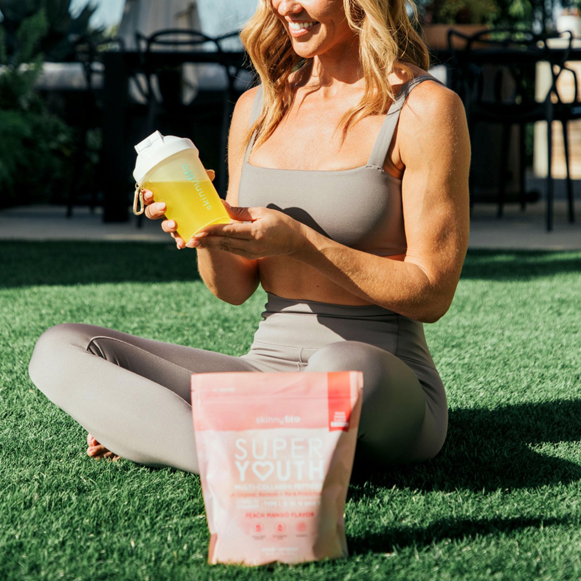 SkinnyFit Super Youth Peach Mango Multi-Collagen Peptides + Probiotics, Baobab Fiber, Apple Cider Vinegar, Hyaluronic Acid, & Vitamin C, Skin, Hair, Joint & Metabolism Support, 30 Servings