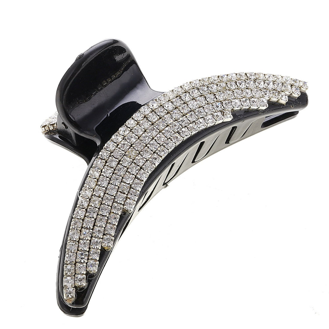 Numblartd Women Lady Girls Exquisite Black Acrylic Full Diamond Rhinestones Plate Hair Jaw Clips Hairpin Large Fancy Bathe Claw Clip for Thick (A)