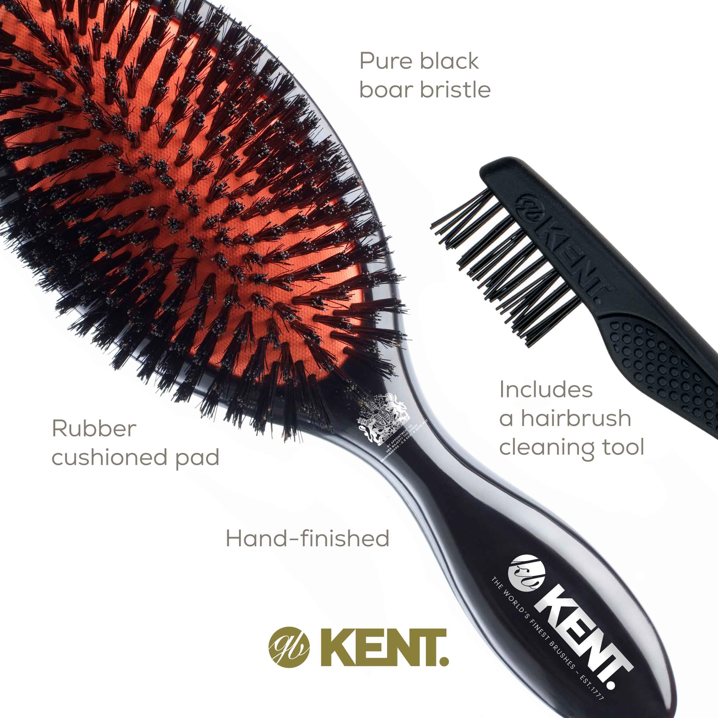 Kent Midnight Ruby Finish Pure Brislte Handbag Brush, Black