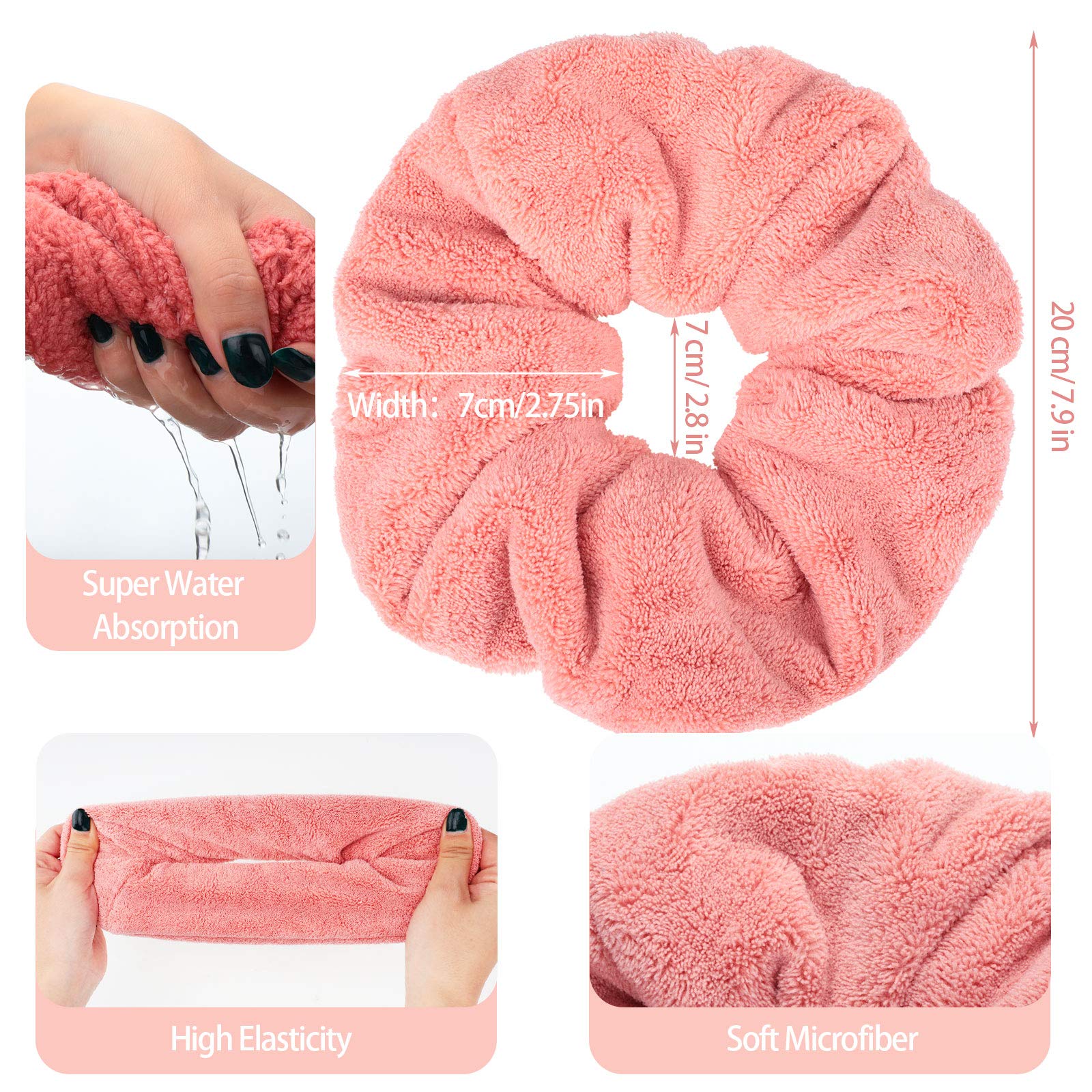 4 Pieces Large Drying Scrunchies Microfiber Towel Hair Scrunchies Thick Soft Hair Scrunchies Fuzzy Scrunchy Ponytail Holder for Hair Light Bobbles Ropes Wet and Dry Hair Accessories (Classic Colors)