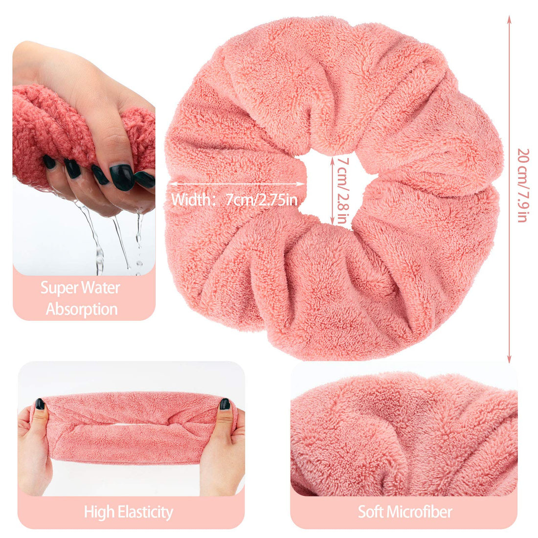 4 Pieces Large Drying Scrunchies Microfiber Towel Hair Scrunchies Thick Soft Hair Scrunchies Fuzzy Scrunchy Ponytail Holder for Hair Light Bobbles Ropes Wet and Dry Hair Accessories (Classic Colors)