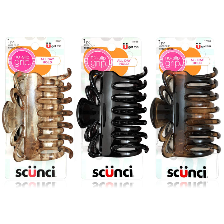 Scunci 17836 Large No Slip Grip Tm Jaw Hair Clip (Pack Of 3)