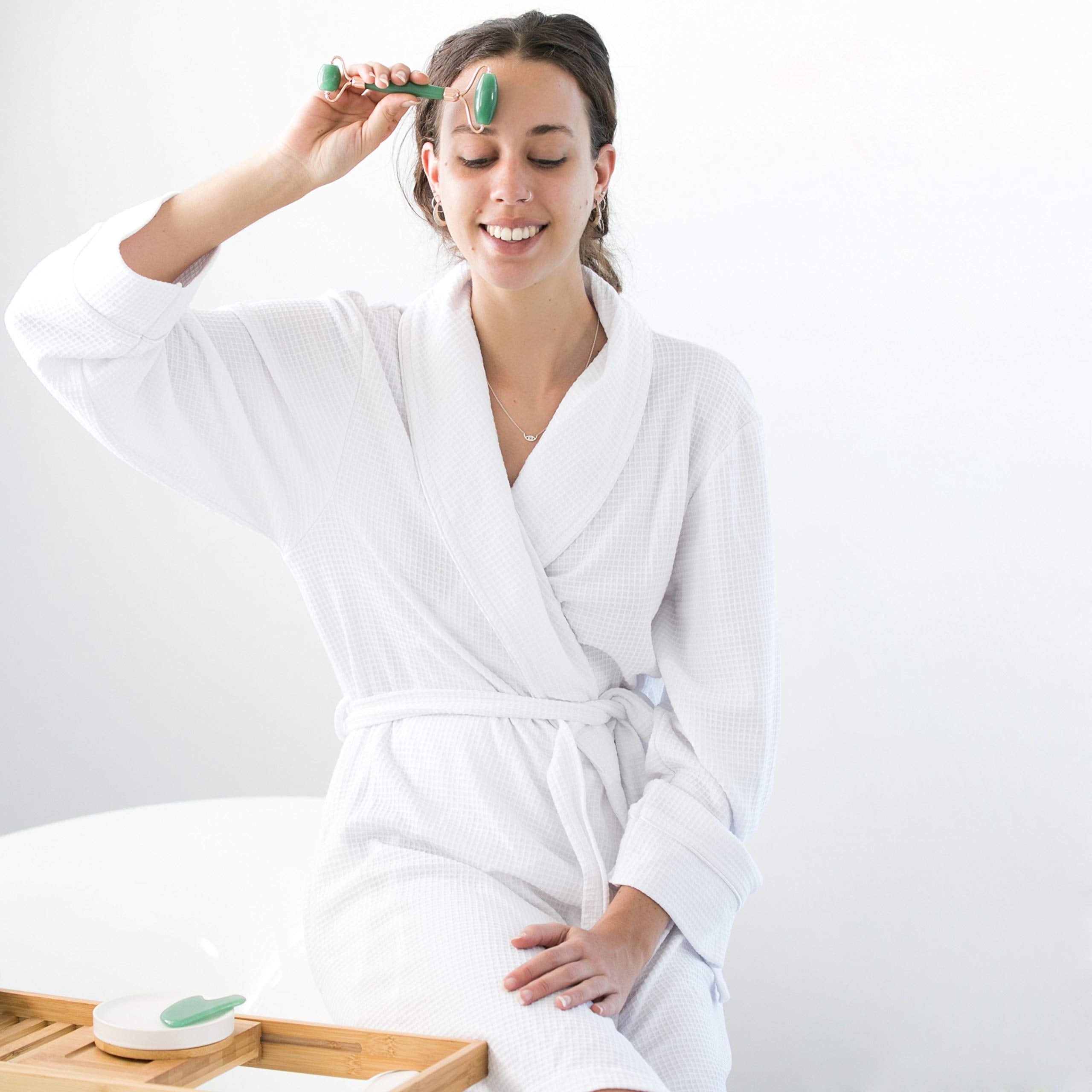 Witty Jade Roller And Gua Sha Set – 2 In 1 Natural Jade Roller For Face And Gua Sha Scrapping Tool – Massage Jade Facial Roller And Jade Gua Sha Facial Tool Set - Rose Quartz Roller Alternative