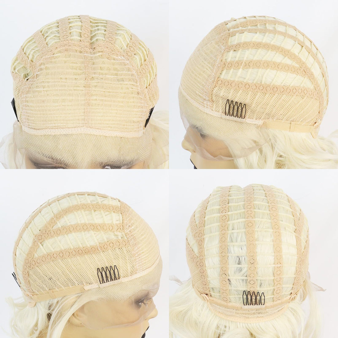 Anogol Hair Cap+Blonde Lace Front Wig Short Bob Curly Synthetic Hair Wigs For White Women Layered Hairstyles Platinum Blonde Lace Front Wig 613 Blonde Wig Synthetic Lace Front Wig Heat Resistant