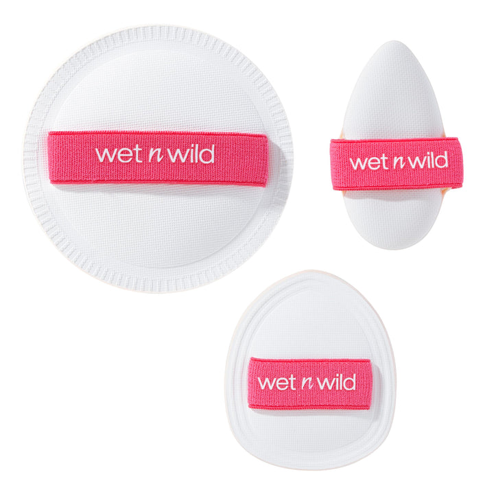wet n wild Triple Feature 3-Piece Cushion Sponge Set, Ultra-Soft Versatile Makeup Blenders for Liquid & Powder, Seamless Streak-Free Application, Hands-Free Grip with Stretchy Ribbon, Cruelty-Free