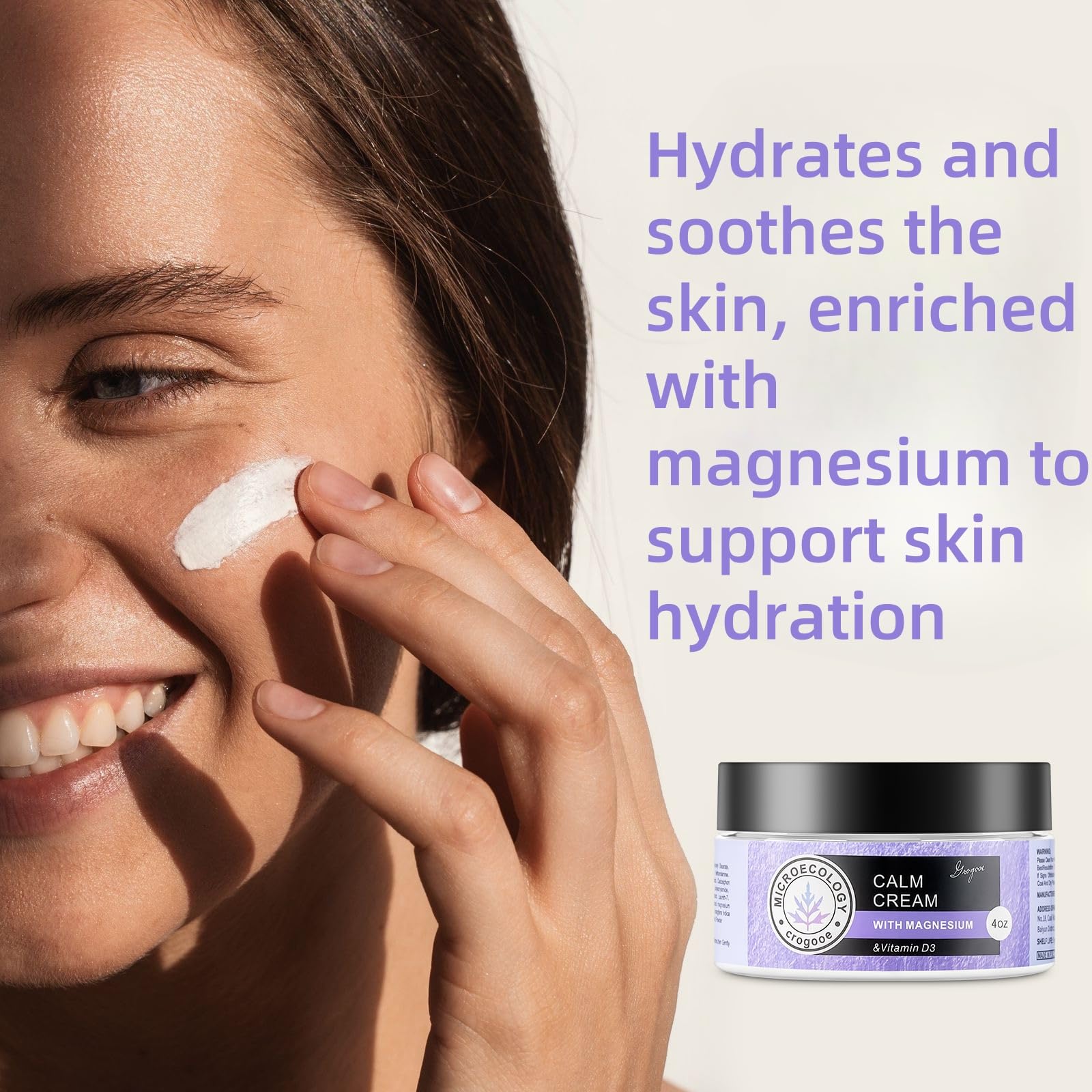 Crogooe Magnesium Body Cream - Moisturizing Lotion Nighttime Magnesium Cream, Hydrating Dry Skin on Body,(Lavender) 4 OZ