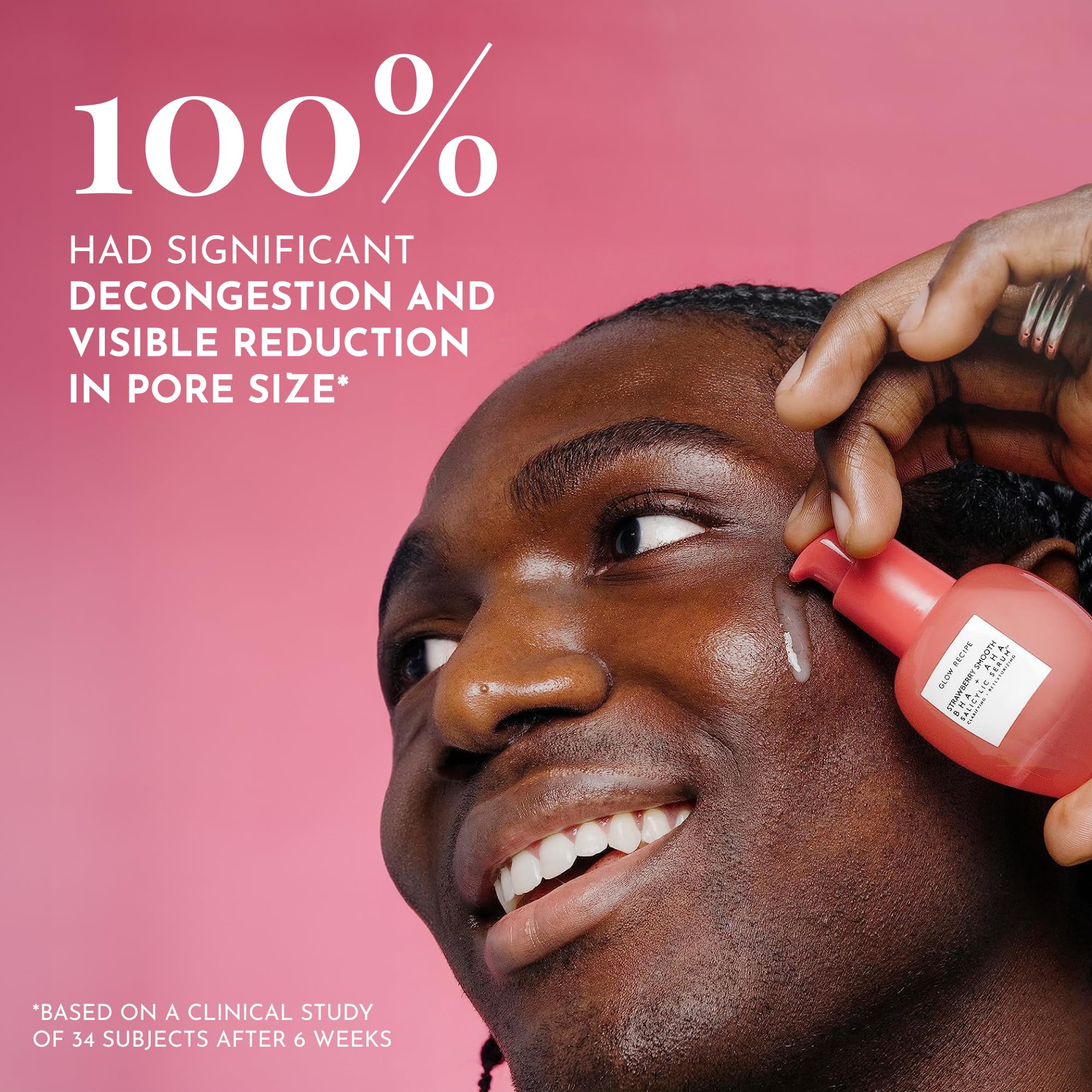 Glow Recipe Strawberry Smoothing Salicylic Acid Serum - Blemish Clarifying Skin Care, AHA BHA Exfoliant + Pore Minimizer + Plumping Hyaluronic Acid + Brightening Allantoin - Korean Face Serum, 30ml