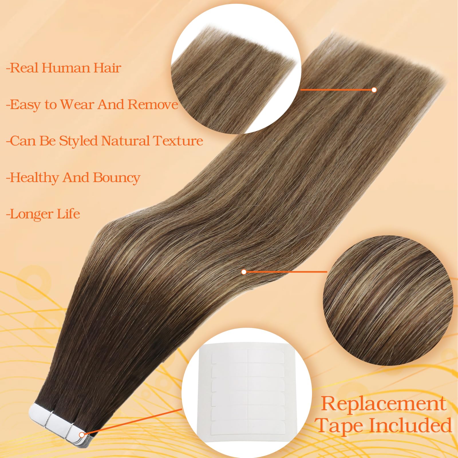 14 , #2#3#27 : Full Shine 14 20 Pcs 50 Gram Color #2 Fading to #3/27 Balayage Hair Extensions of Full Head Extensions Glue in Hair Extensions