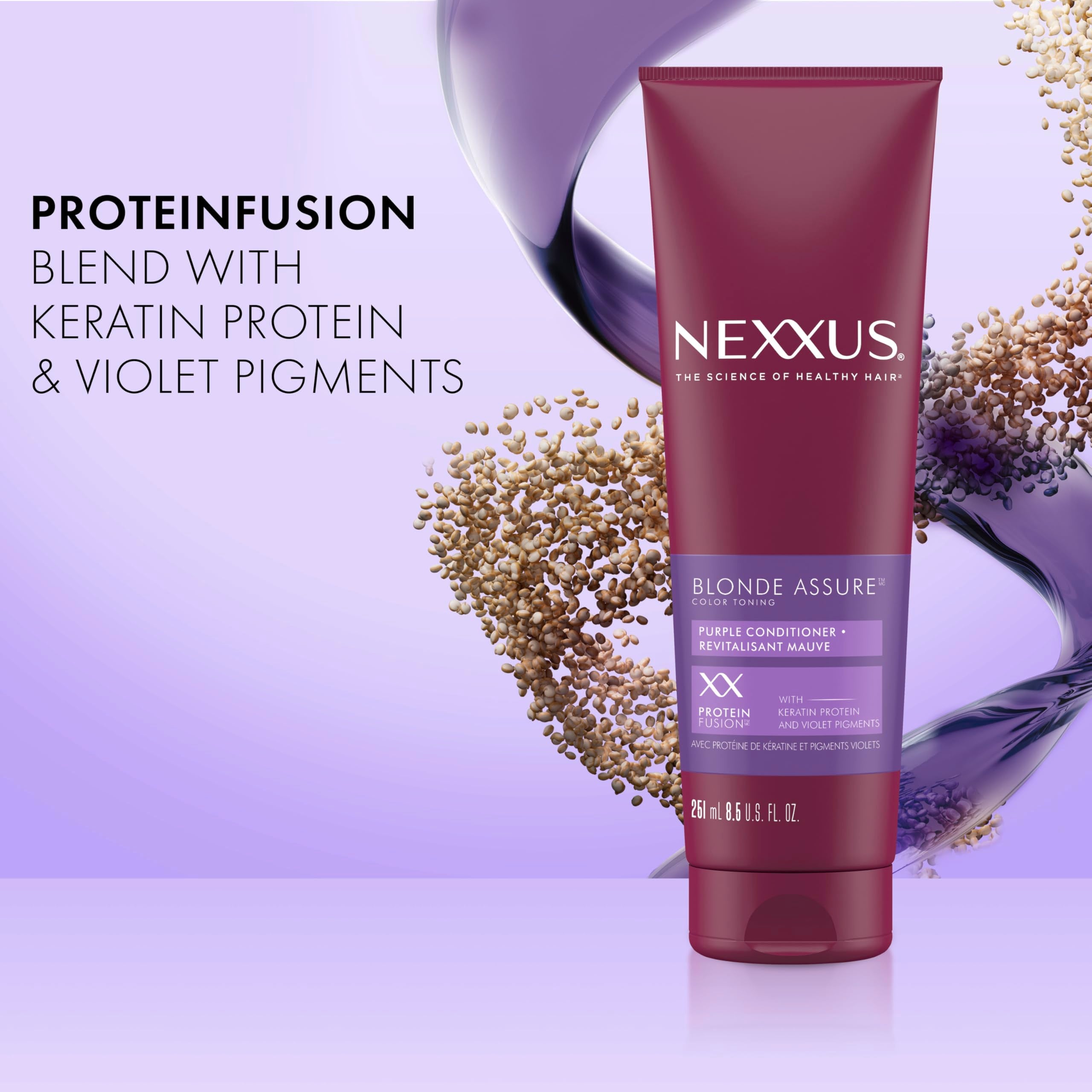 Nexxus Hair Color Blonde Assure Purple Conditioner, For Blonde and Bleached Hair, Keratin Conditioner, Color Conditioner 8.5 oz