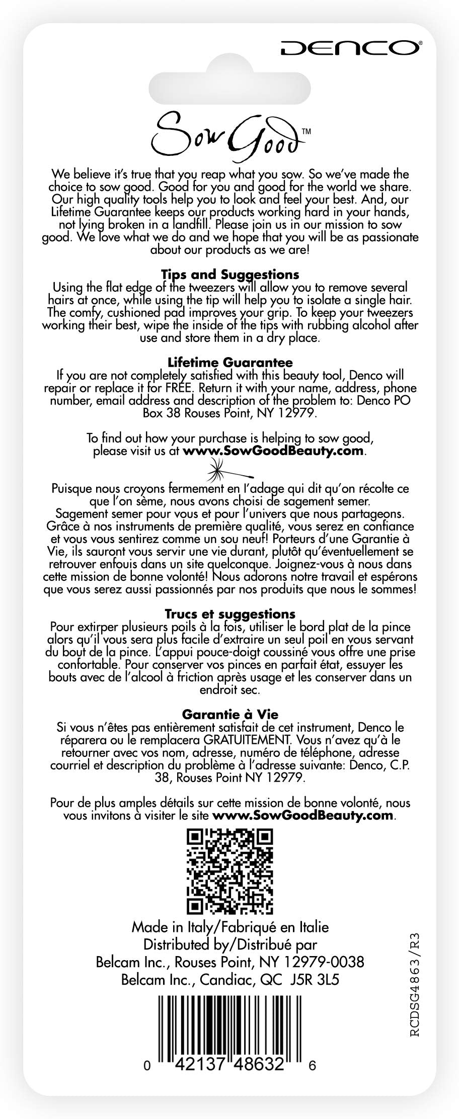 Denco Sow Good Big Gripper Slant Tip Tweezers, Assorted Colors