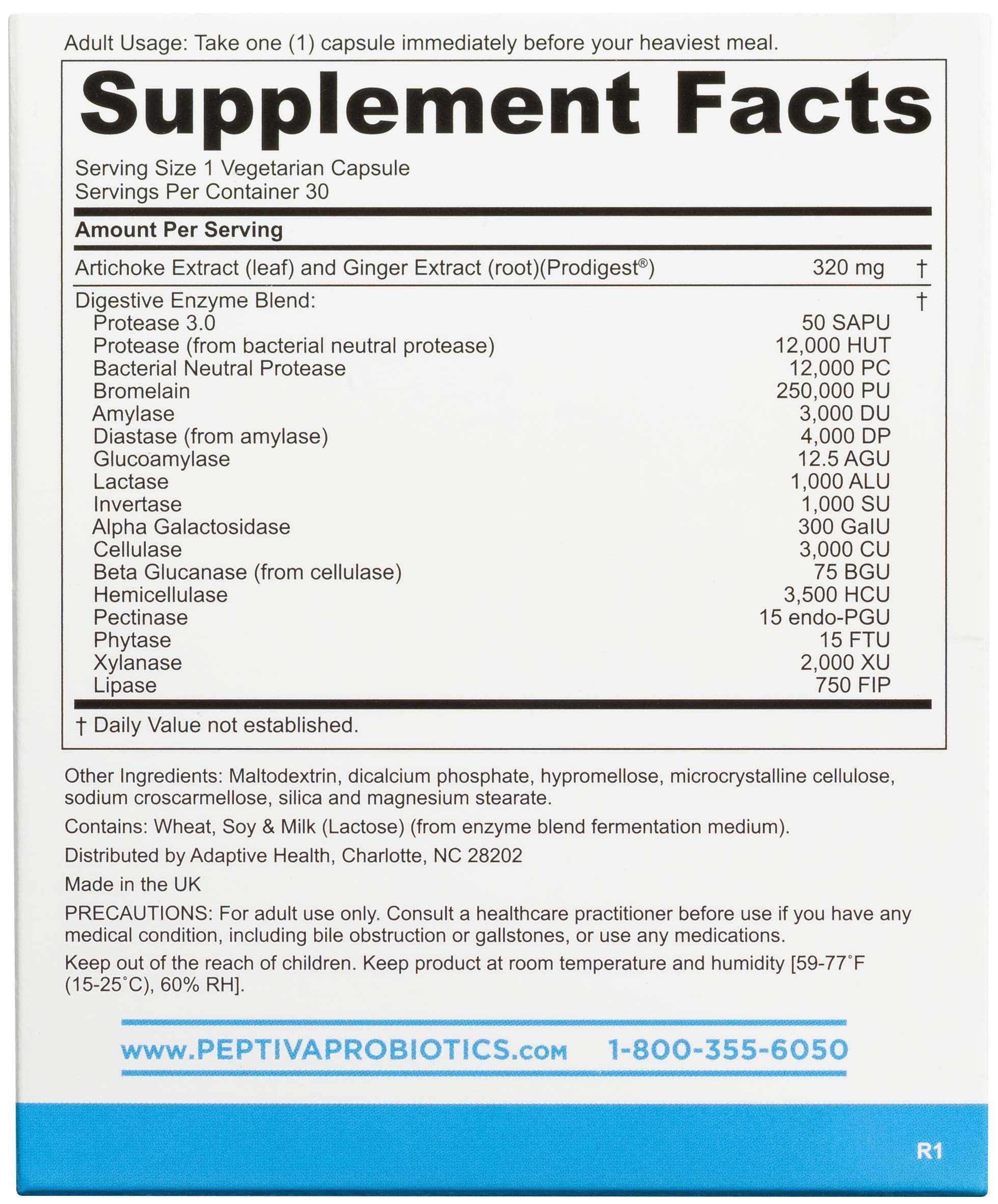 Peptiva Digestive Enzyme Supplement + ProDigest - Helps with Bloating, Gas, Constipation - 30 Count