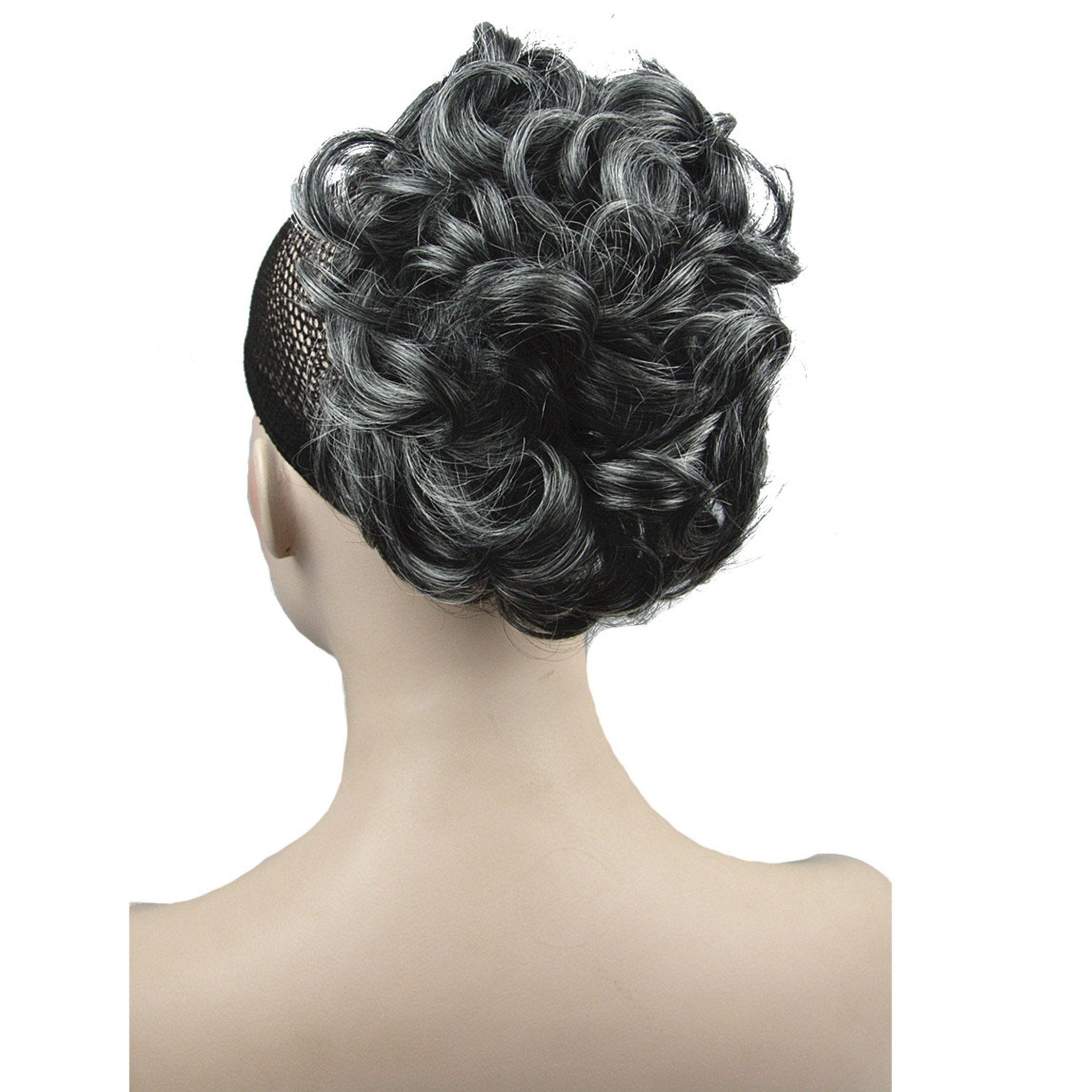 Ab009 Grey: Lydell Short Ponytail Hair Extension Wavy Synthetic Hair-Piece With Jaw Claw (Ab009 Grey)