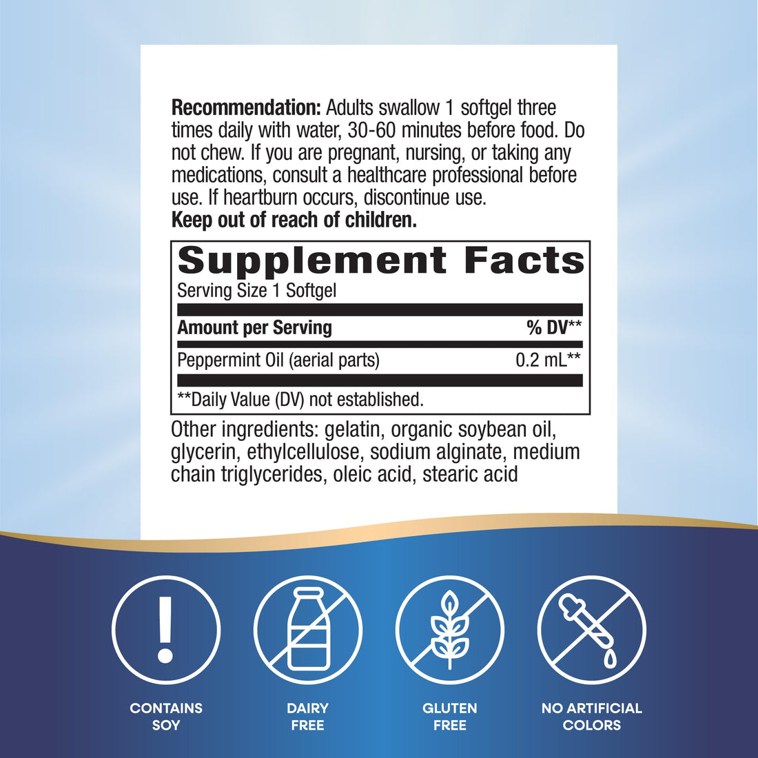 Nature's Way Pepogest Peppermint Oil, Soothes Occasional Gastrointestinal Discomfort*, Enteric Coating, 60 Softgels (Packaging May Vary)