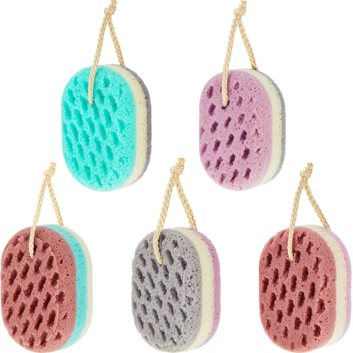 Boao 5 Pieces Soft Bath Sponge Gentle Soothing Body Sponge Natural Fiber Exfoliating Shower Sponge for Women Men Kids, Random Color