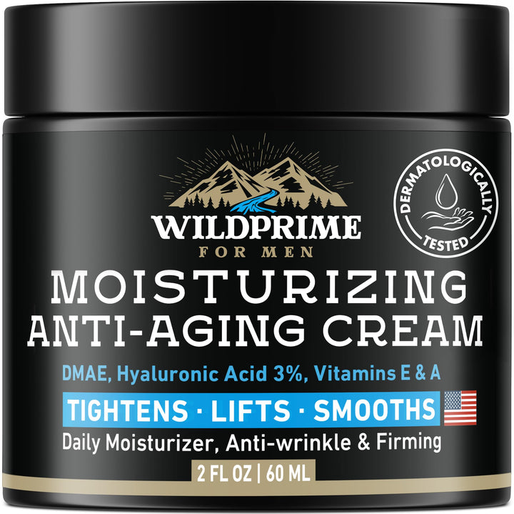 Men's Face Moisturizer Cream - Anti Aging & Wrinkle - Made in USA - Collagen, Hyaluronic Acid, Vitamins E & A, Avocado Oil - After Shave Lotion - Age Facial Skin Care, Day & Night Moisturizing, 2 oz