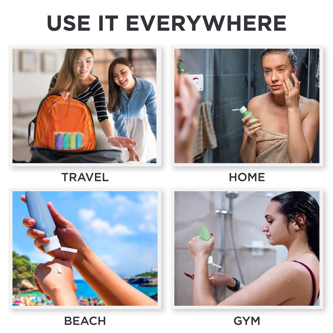 4 Leak Proof Travel Bottles - 3 oz Travel Containers for Travel Size Toiletries with TSA Quart Bag