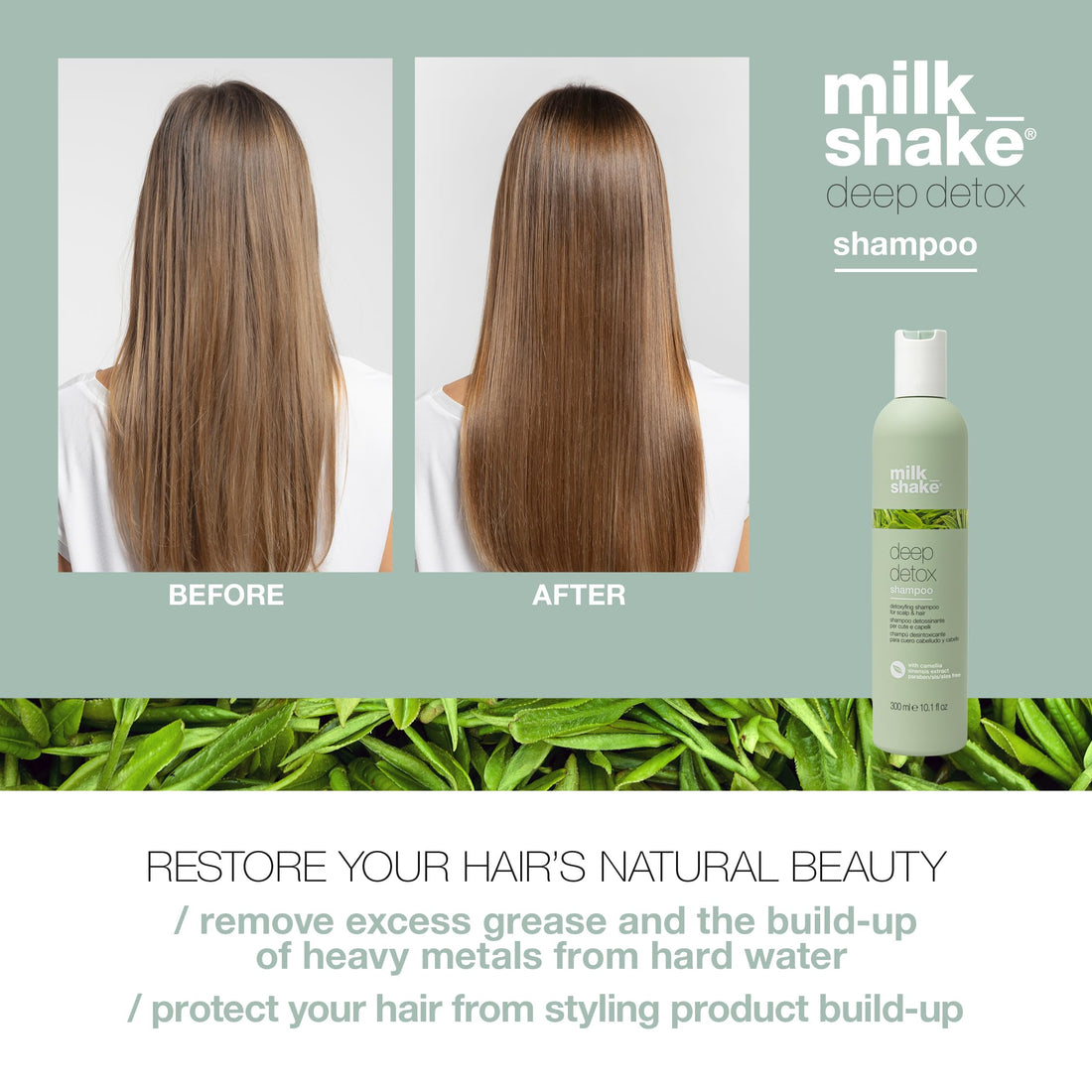 milk_shake Deep Detox Shampoo -Nourishing Green Tea Extract with Signature Milk Proteins (10.1 Fl Oz / 300 ml)
