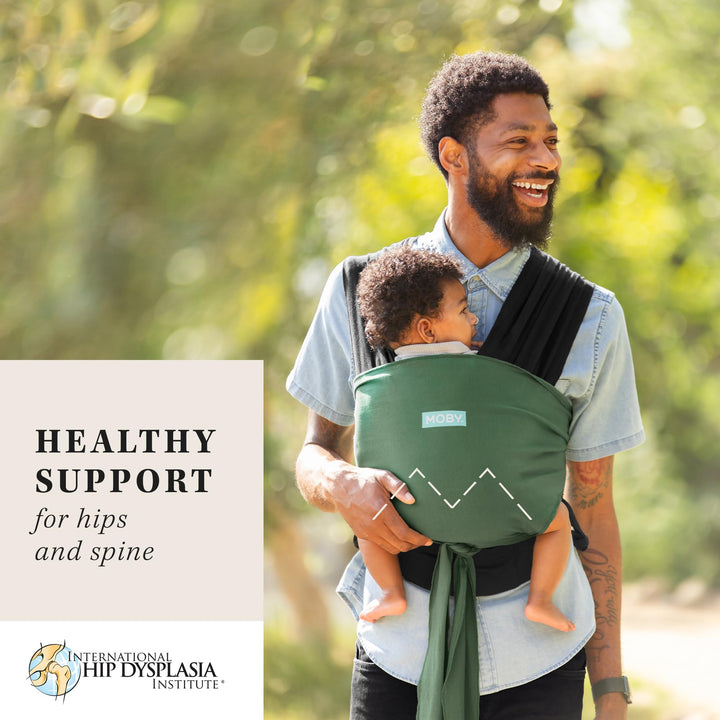 Moby Baby Wrap Carrier Easy-Wrap for Newborns to Toddlers (8-33lbs), Infant Sling Carrier, Lightweight & Hands Free Design for Mom and Dad, Adjustable for All Body Types (Olive/Onyx)