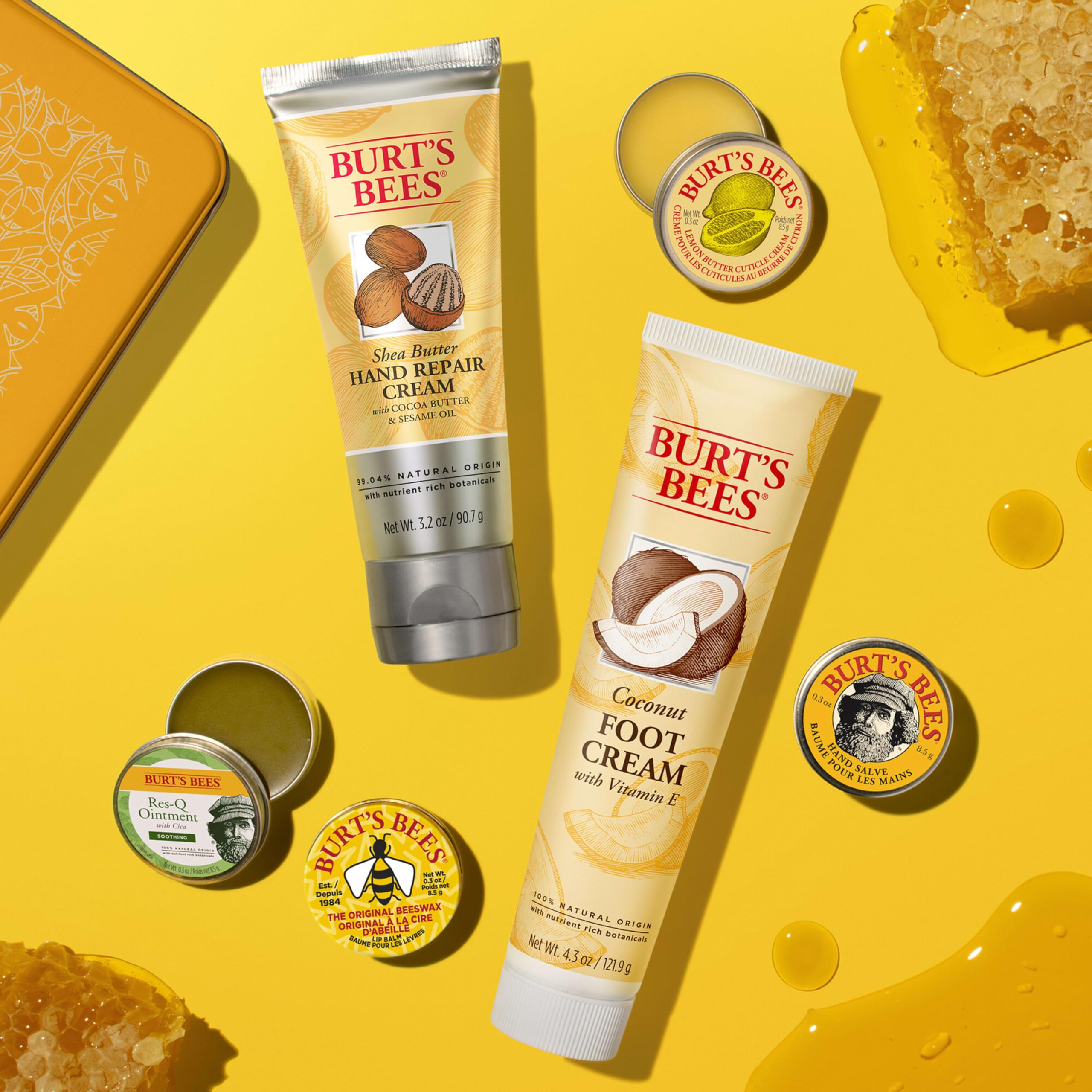 Burt's Bees Gifts Ideas - Classics Set, 6 Products in Giftable Tin – Cuticle Cream, Hand Salve, Lip Balm, Res-Q Ointment, Hand Repair and Foot Cream