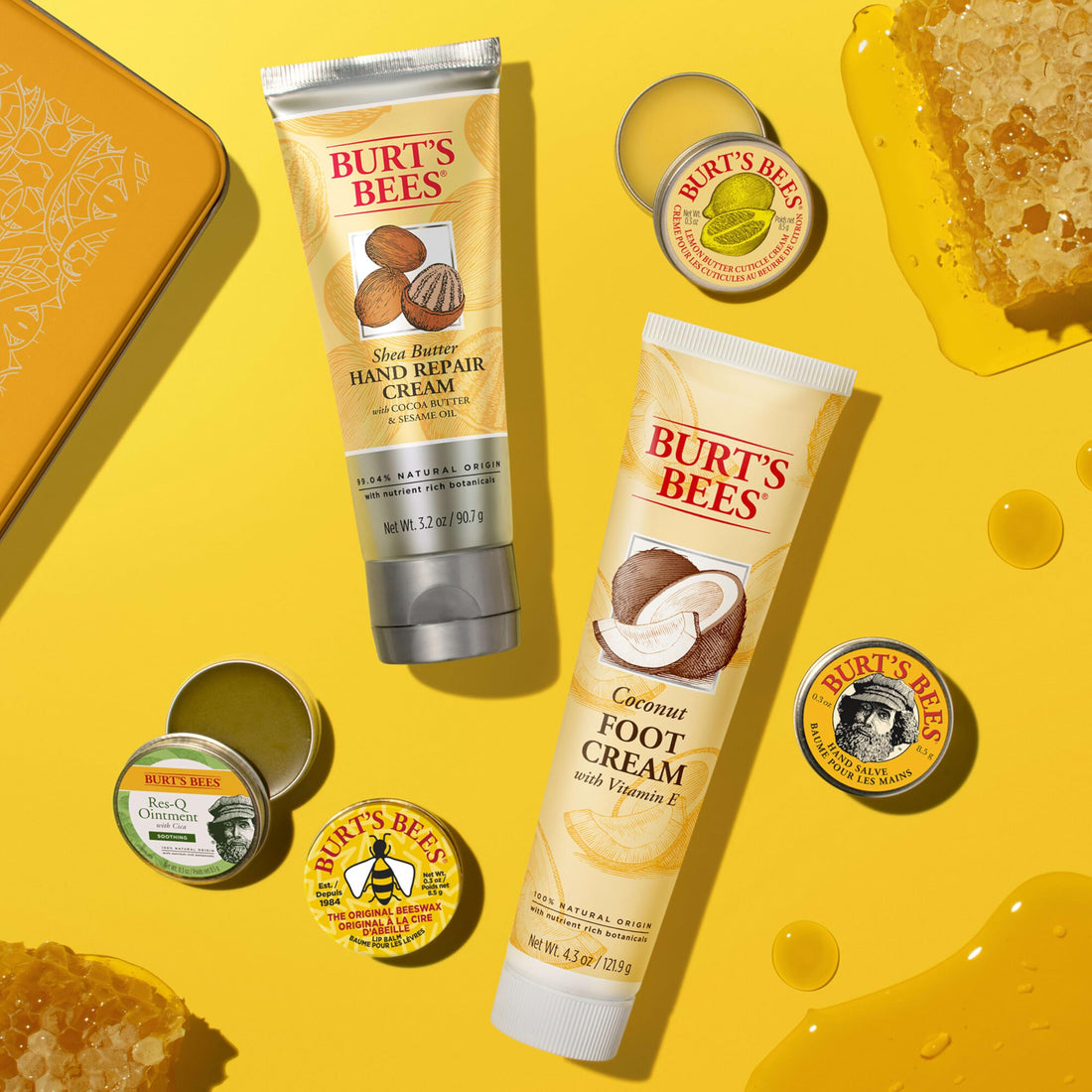Burt's Bees Gifts Ideas - Classics Set, 6 Products in Giftable Tin – Cuticle Cream, Hand Salve, Lip Balm, Res-Q Ointment, Hand Repair and Foot Cream