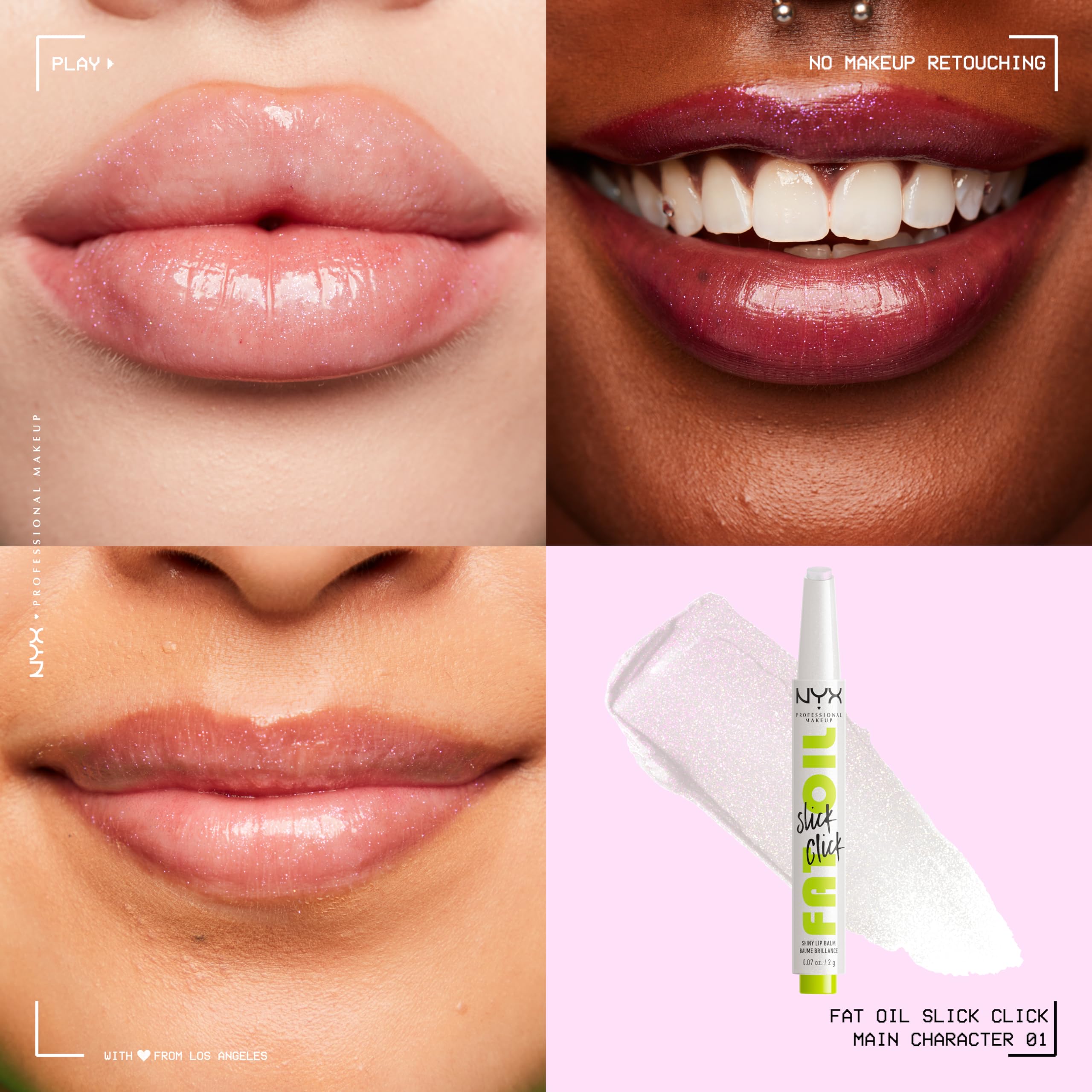 NYX PROFESSIONAL MAKEUP Fat Oil Slick Click, Lightweight, Buildable, Pigmented Vegan Lip Balm - Main Character