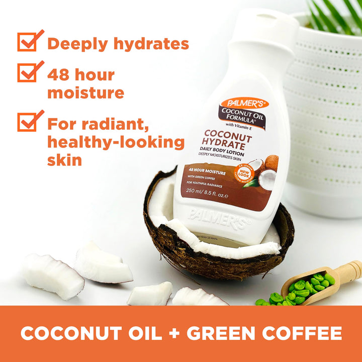 Palmer's Coconut Oil Formula Body Lotion for Dry Skin, Hand & Body Moisturizer with Green Coffee Extract & Vitamin E, Flip Cap Bottle, 8.5 Fl Oz (Pack of 1)