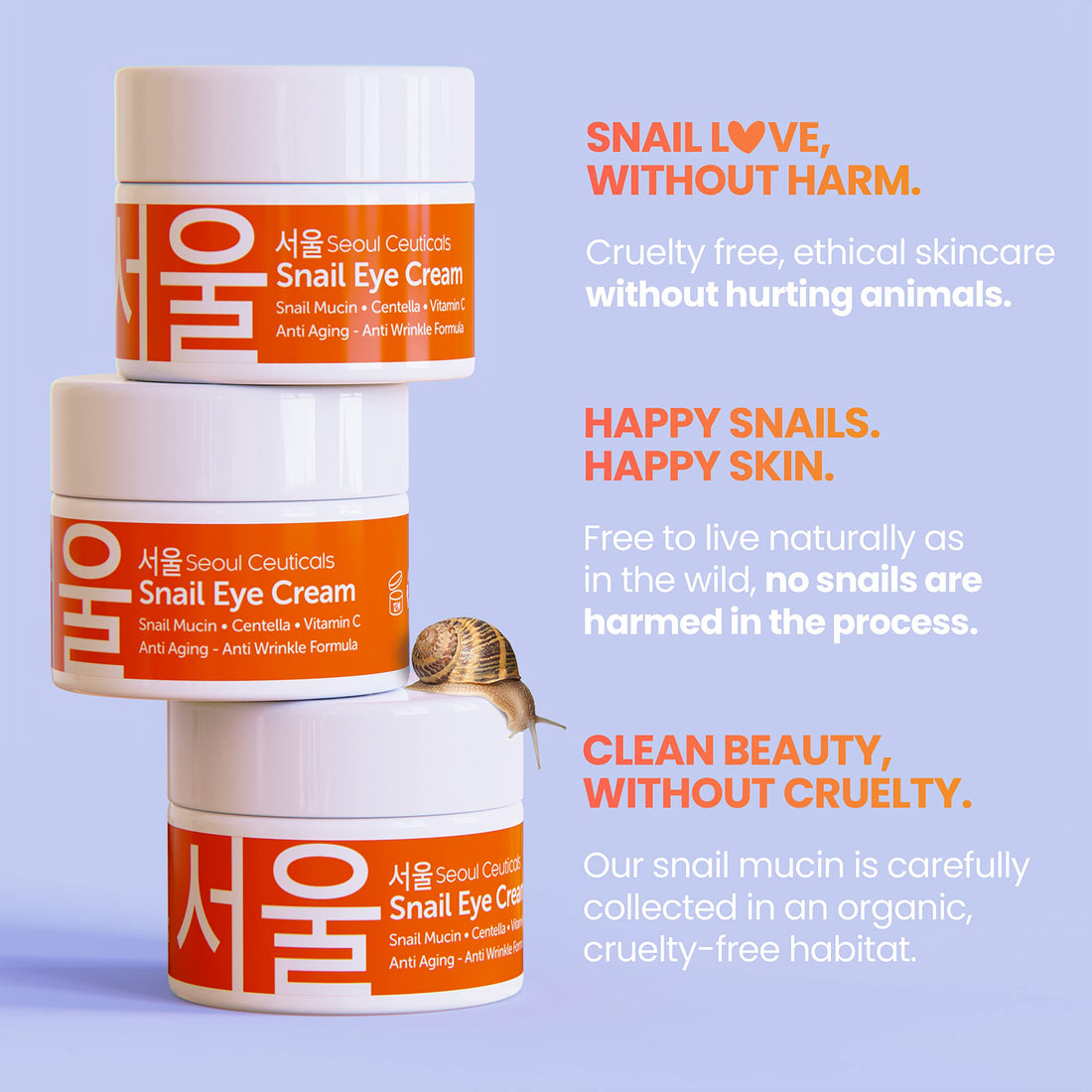 SeoulCeuticals Korean Snail Mucin Eye Cream - 97.5% Snail Filtrate K Beauty Anti Aging Under Eye Anti Wrinkle Eye Treatment Cream 0.5oz