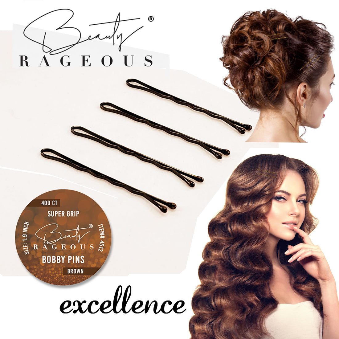 Super Grip Brown Bobby Pins - 400 Ct - Handy Reusable Tin
