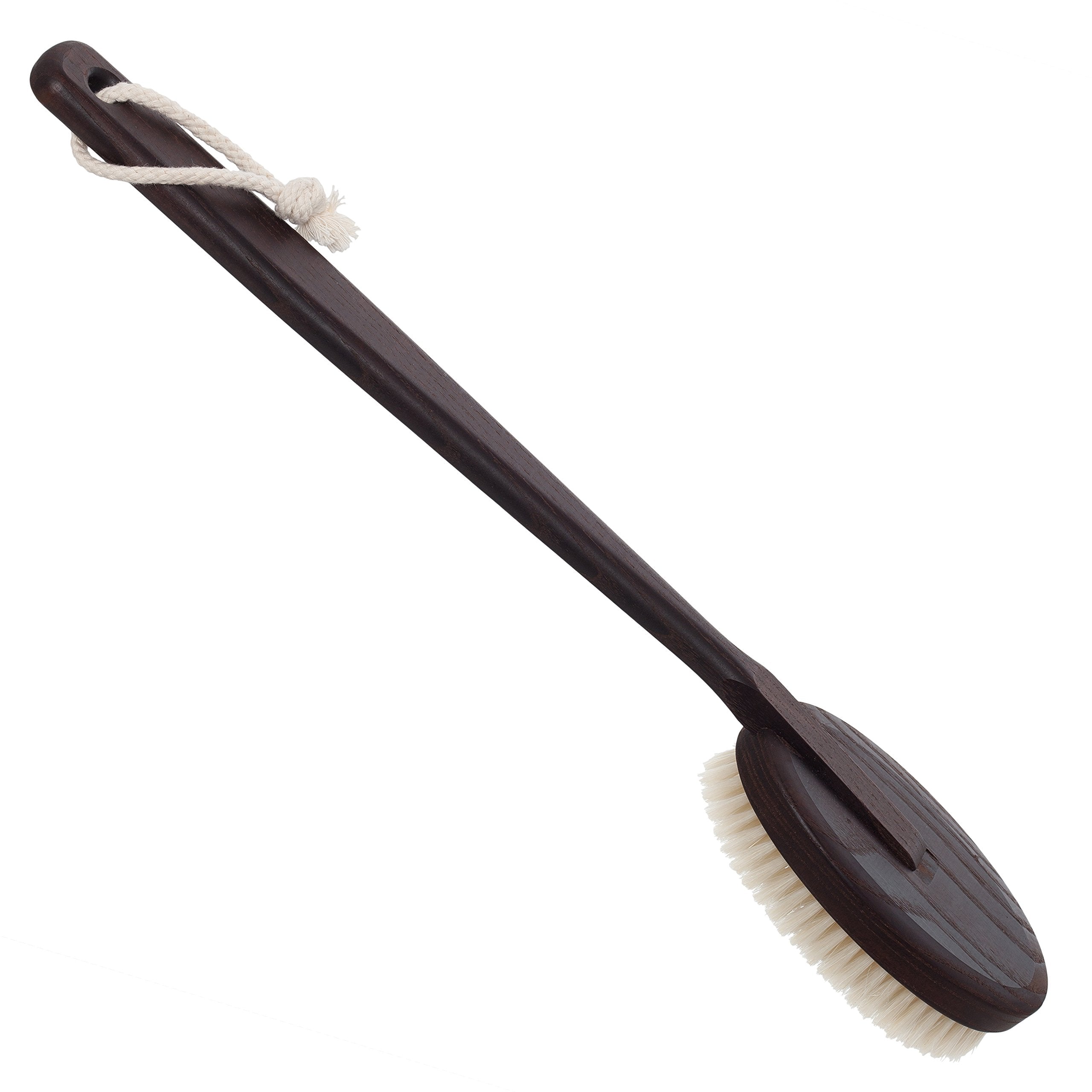 Bürstenhaus Redecker Thermowood Premium Bath Brush, Fixed Handle, Firm Pig Bristles, 17-3/4 Inches Long