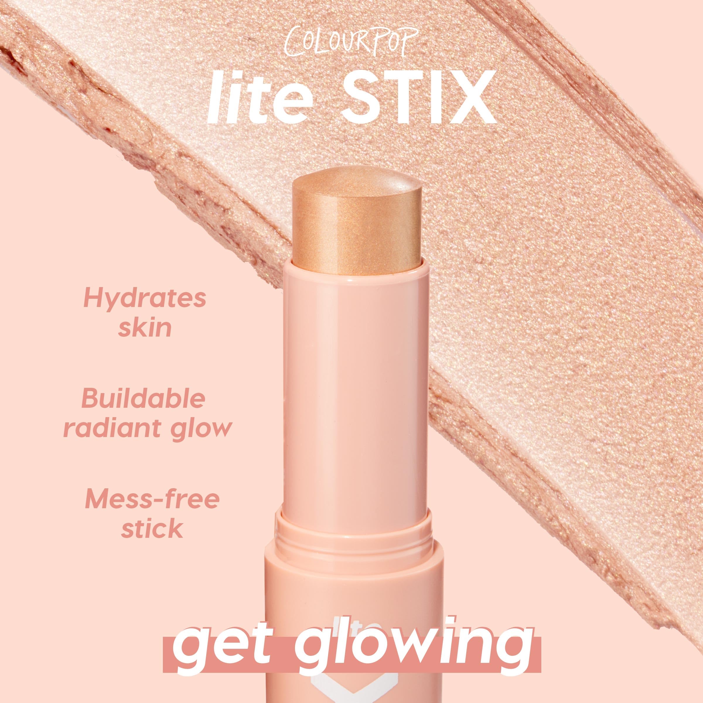ColourPop Lite Stix Cream Highlighter - Blendable Highlighter Makeup with a Luminous, Dewy Finish - Long-Lasting Formula and Easy On-The-Go Application - Glazey (0.33 oz)