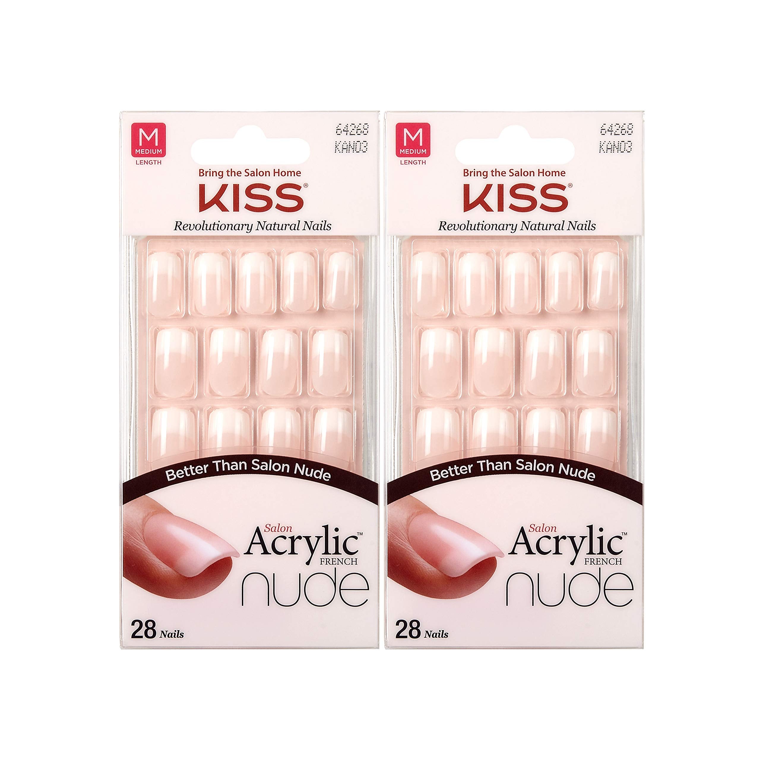 Kiss Salon Acrylic Nude French Nails 28 Count (Cashmere) (2 Pack)