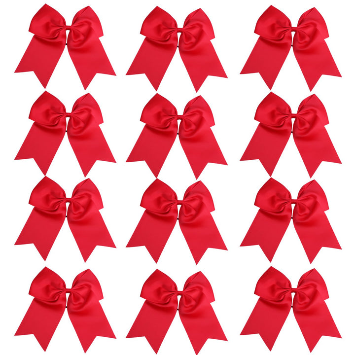 8 Inch Cheerleader Bows Ponytail Holder Cheerleading Bows Hair Tie(Red)