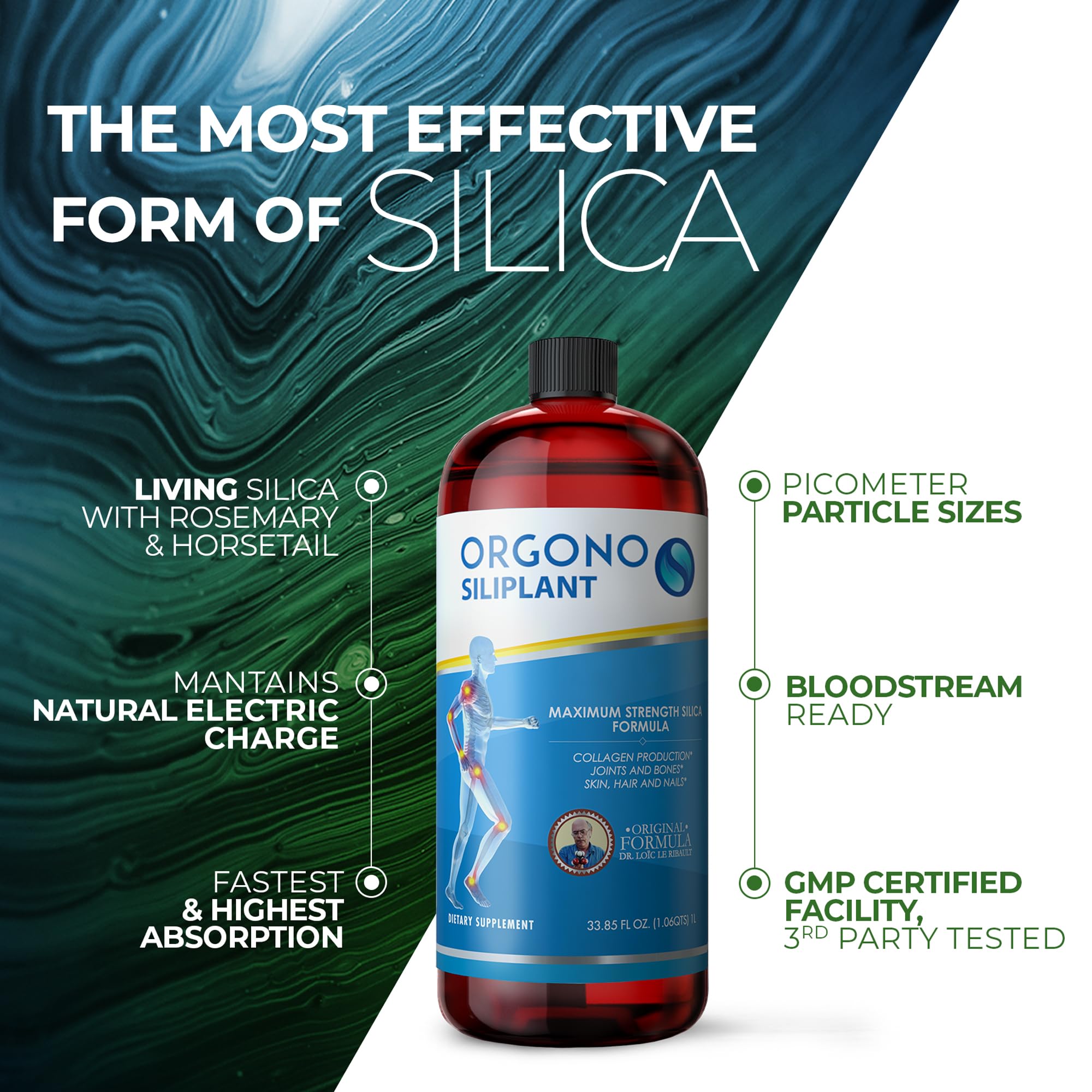 Orgono Siliplant | Vegan Collagen Booster | Supports Healthy Collagen and Elastin Production for Joint & Bone Support, Glowing Skin, Strong Hair & Nails. 66 Servings.