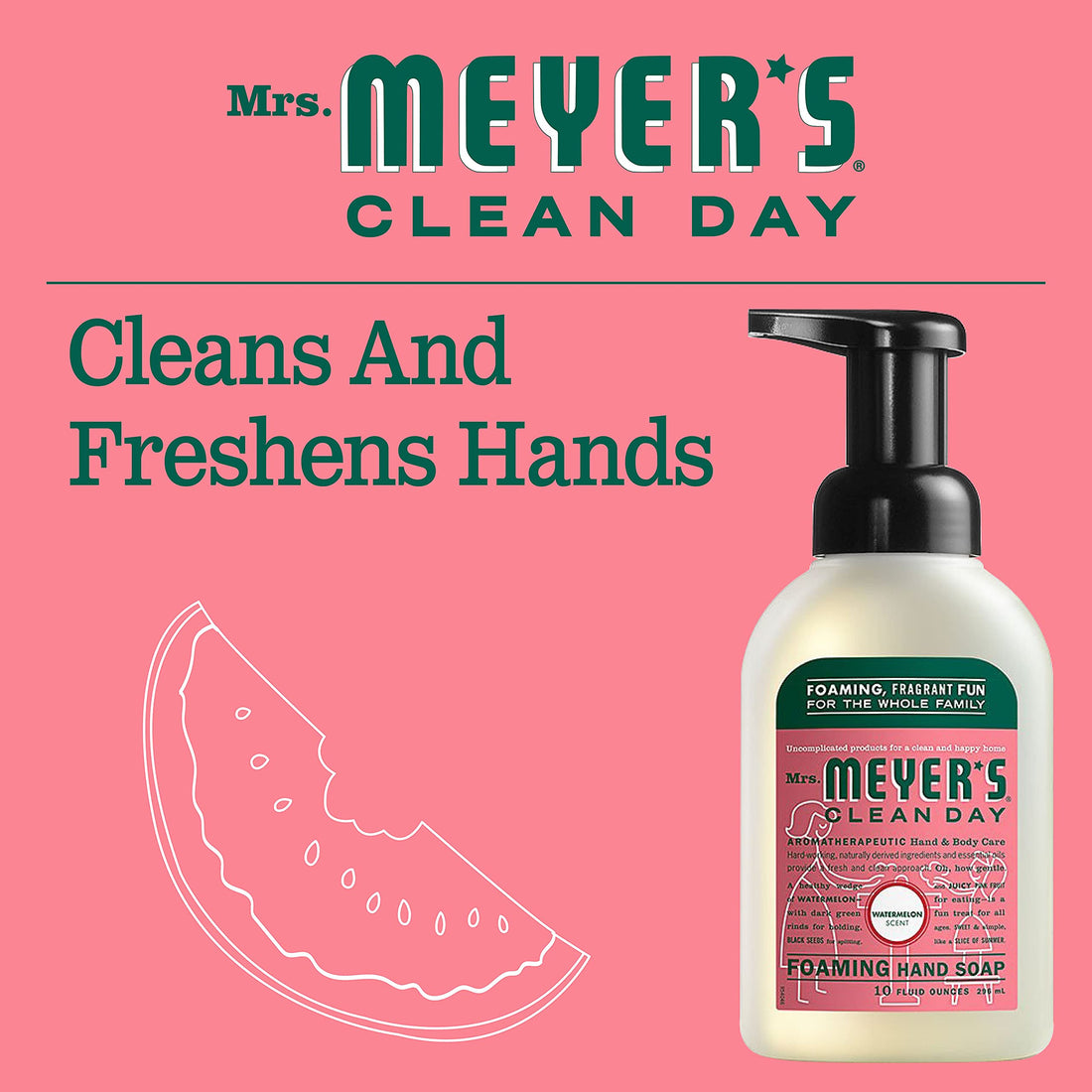 Mrs. Meyer's Foaming Hand Soap, Watermelon, 10 Fluid Ounce