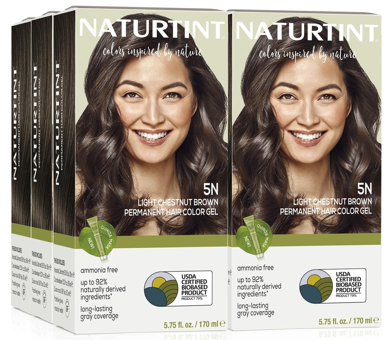 Naturtint 5N Light Chestnut Brown Permanent Hair Color (Pack of 6), Ammonia Free, Vegan, Cruelty Free, up to 100% Gray Coverage, Long Lasting Results (Packaging may vary)