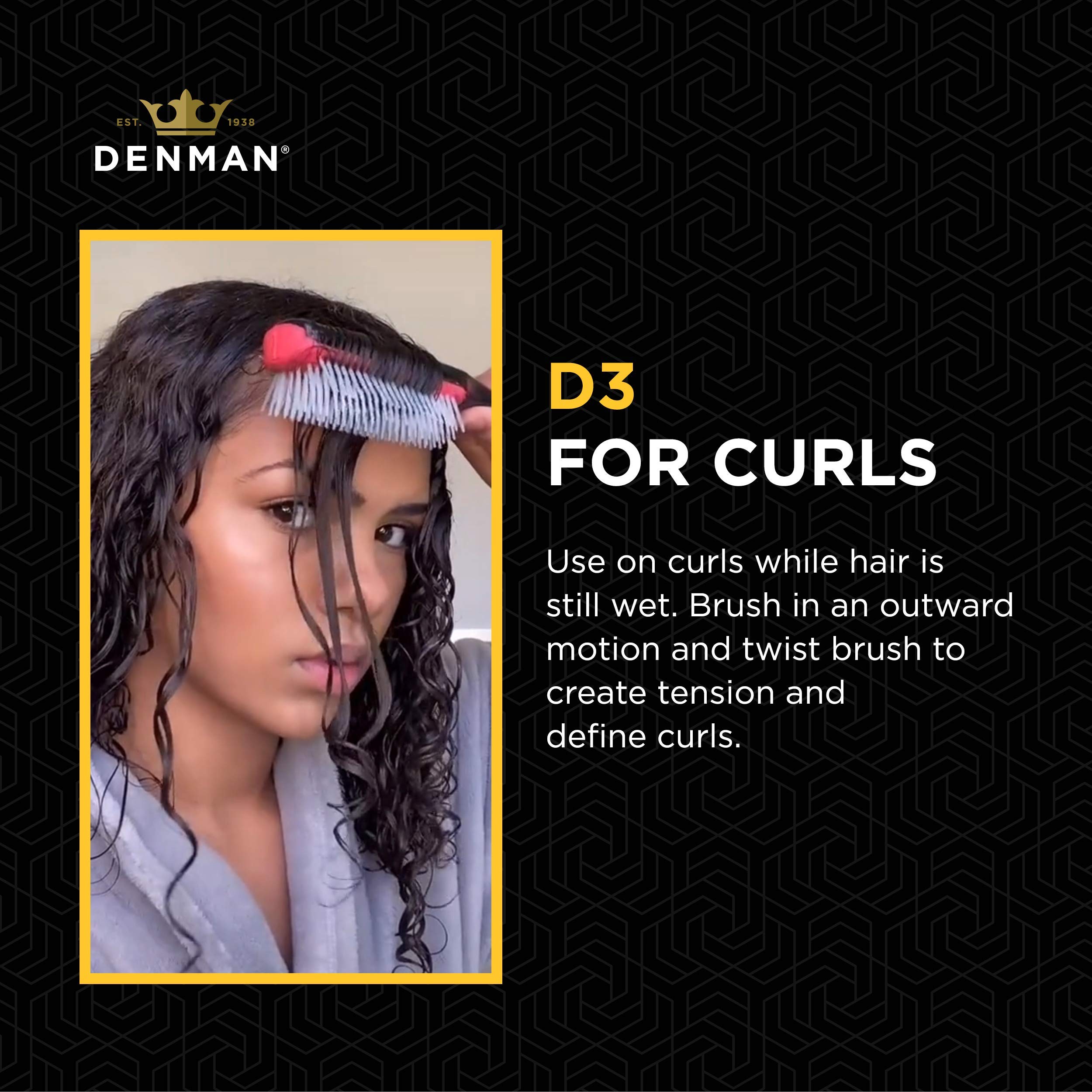 Denman Original Styler, 7 Row for Detangling, Blow-drying, Styling & Smoothing the Hair, African Violet D3