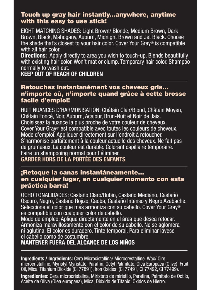 Cover Your Gray Hair Color Touch Up Stick - Black