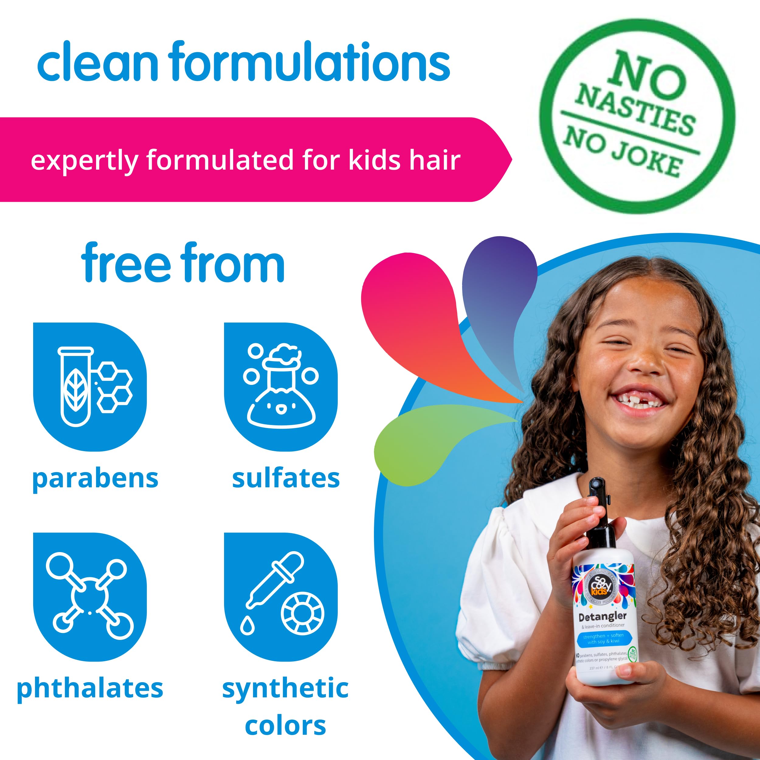 So Cozy Detangler & Leave In Conditioner Spray - Hair Detangler Spray for Kids - Paraben-Free Leave In Hair Conditioner & Detangling Spray for Frizzy Hair (8 fl oz)