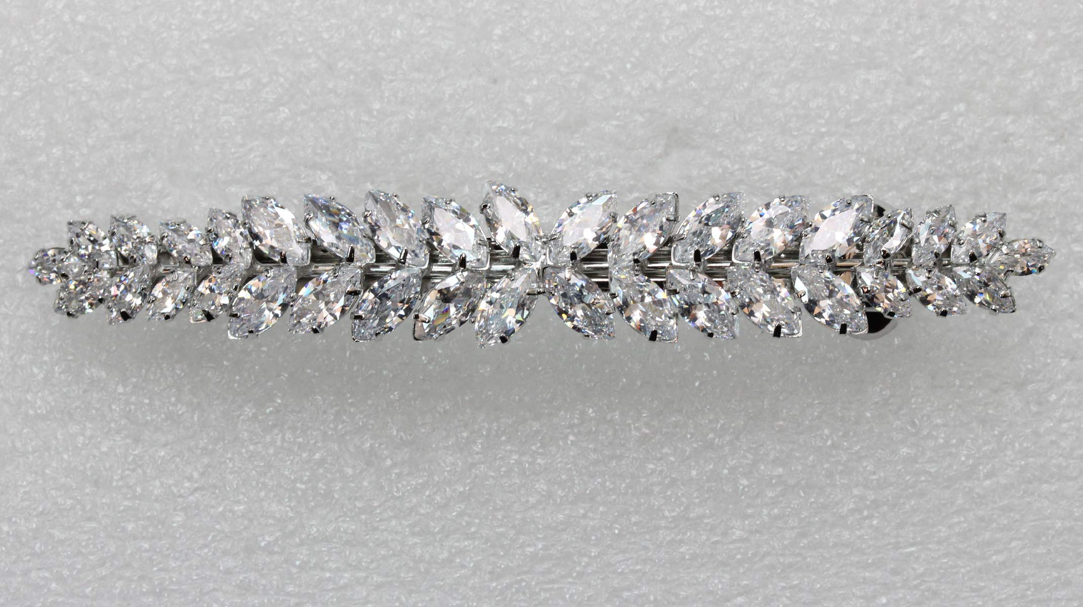 Faship Gorgeous Clear CZ Crystal Floral Hair Barrette Clip - Clear