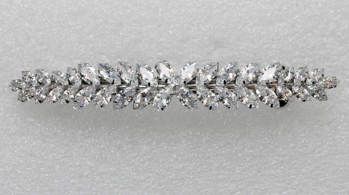 Faship Gorgeous Clear CZ Crystal Floral Hair Barrette Clip - Clear