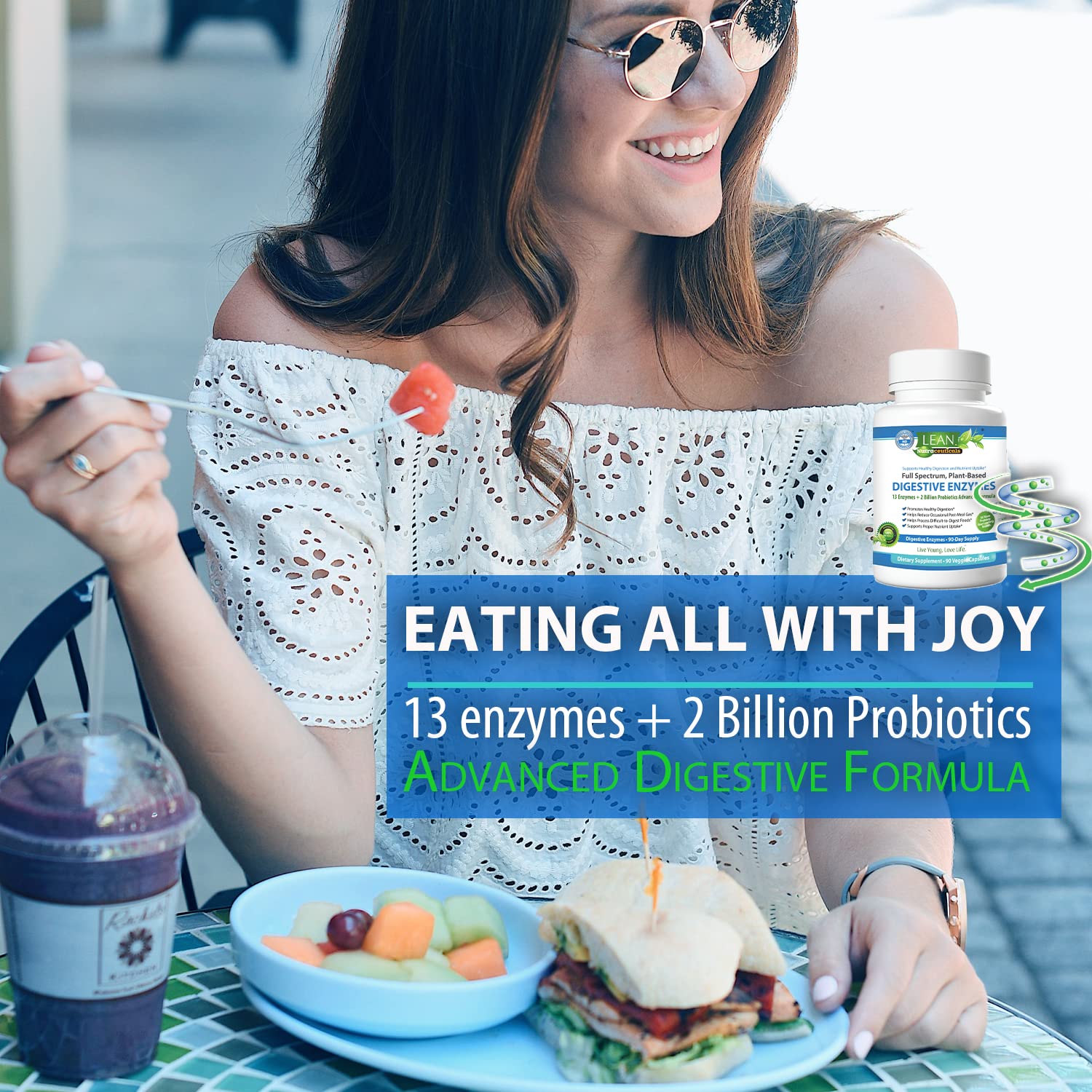 Digestive Enzymes for Gut Health – Bloating & Gas Relief Supplement – IBS Support, Probiotic-Infused Enzyme for Women & Men – Breaks Down Dairy, Carbs & Fats – Keto & Paleo Friendly – 90 Capsules