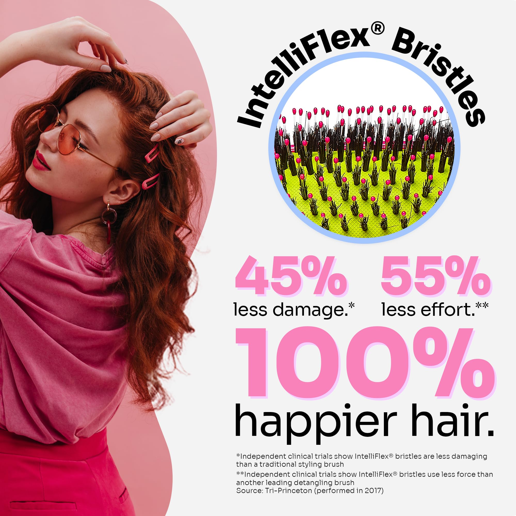 Wet Brush Shine Enhancer IntelliFlex Bristles Hair BrushTravel Pink