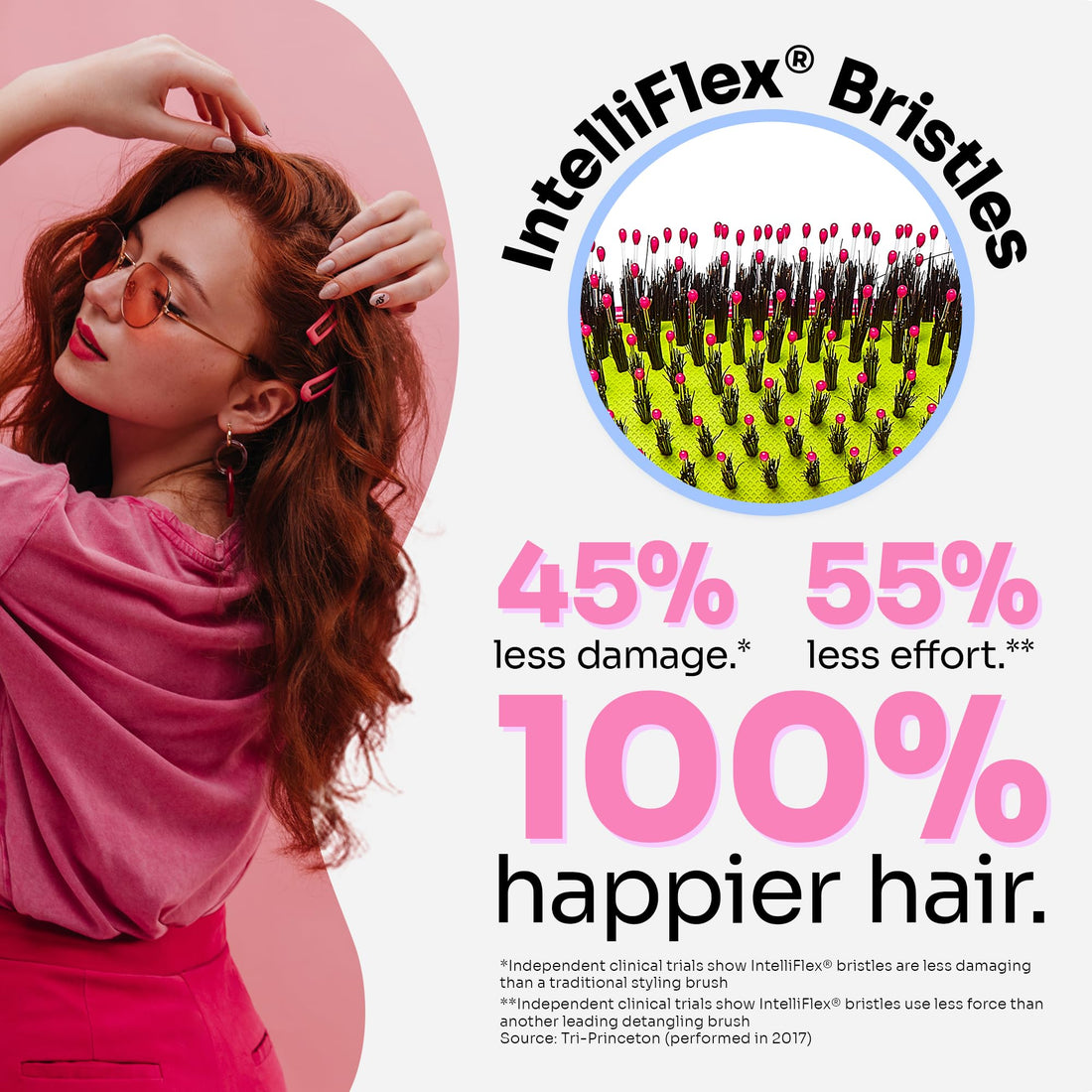 Wet Brush Shine Enhancer IntelliFlex Bristles Hair BrushTravel Pink
