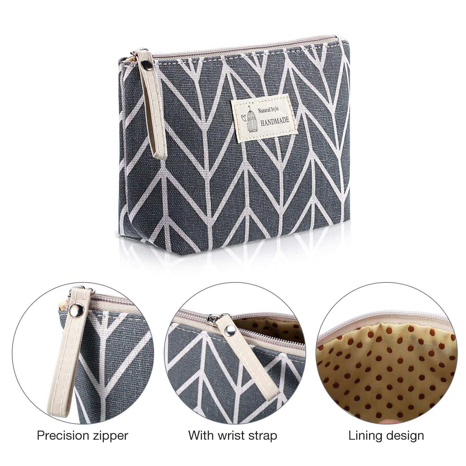 Boao 6 Pieces Canvas Cosmetic Bags Pouches for Purse with Zipper Printed Makeup Bag Multi Function Canvas Travel Pouch Organizer Pouch for Women Vacation Travel, 6 Styles(Tree Style)