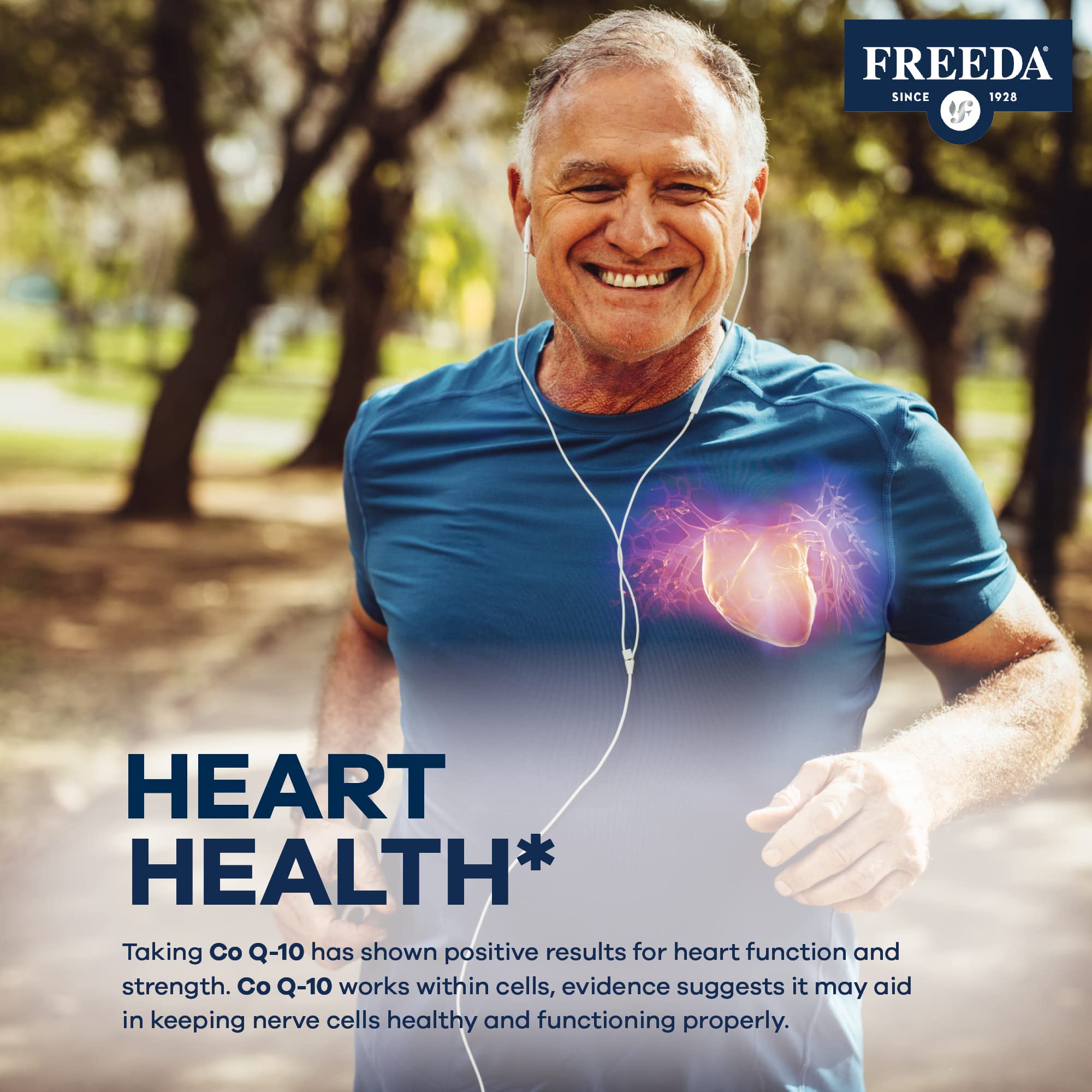 FREEDA CoQ10 100mg - Kosher Coenzyme Q10 Dietary Supplement for Cardiovascular Heart Health, Blood Pressure Support, Oral Gum Health, and Healthy Aging - Pure CoQ10 Capsules, 100 Count