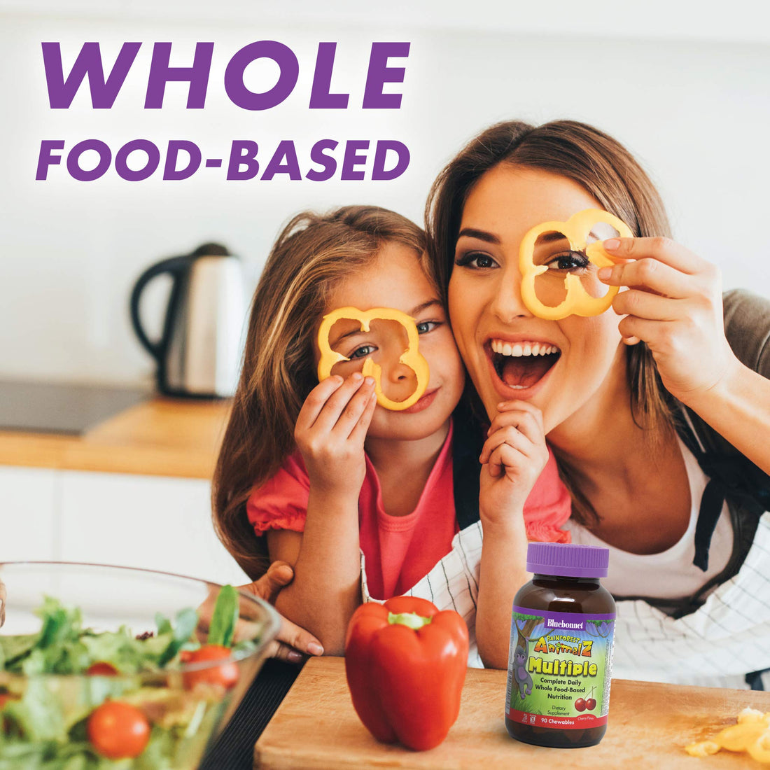 Bluebonnet Nutrition Rainforest Animalz Whole Food Based Multiple Chewable Tablets, Kids Multivitamin & Mineral, Vitamin C, D3, Iron, Gluten Free, Milk Free, Kosher, 90 Chewable Tablets, Mixed Flavors